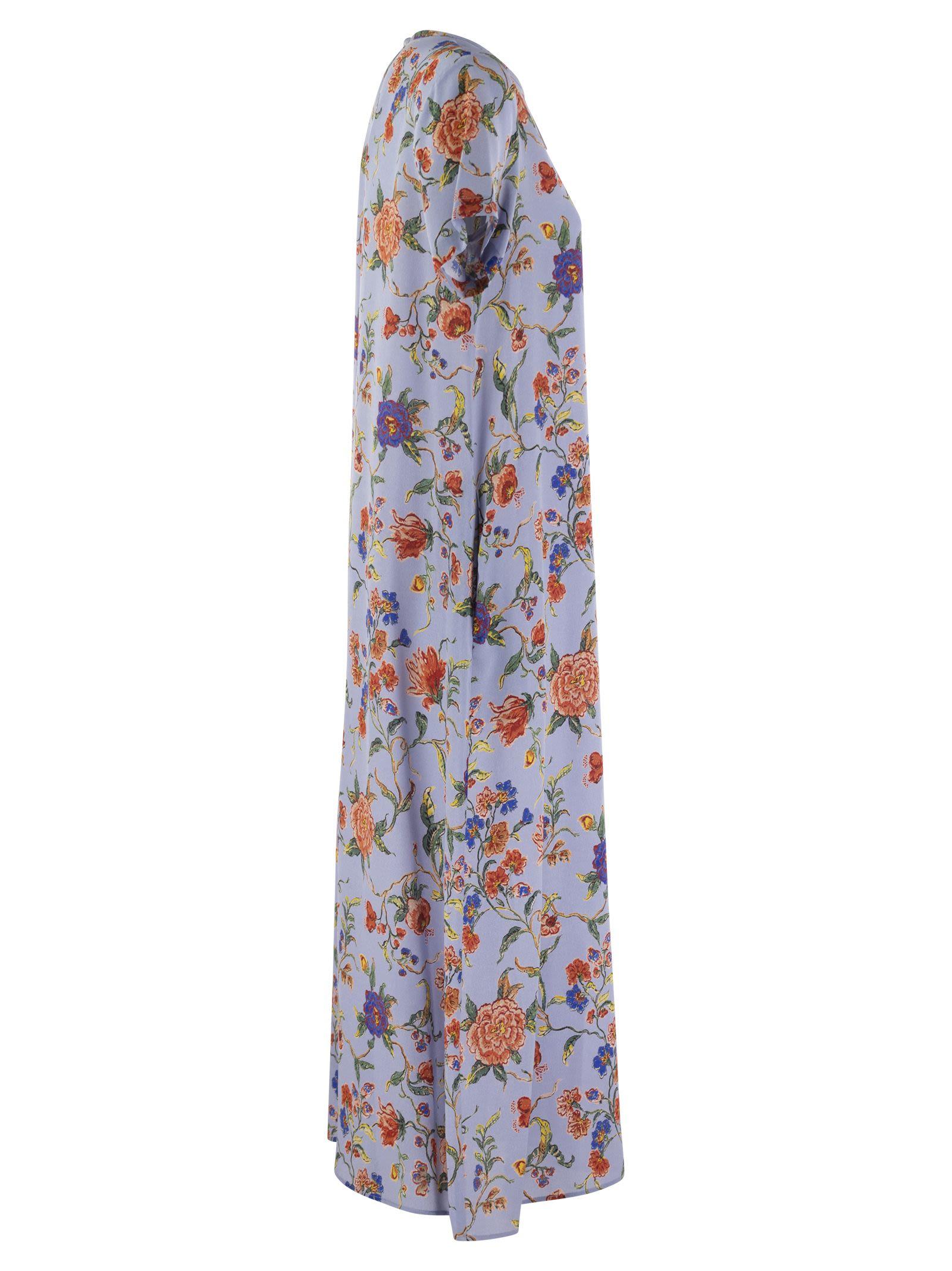 Weekend by Maxmara Revere Printed Silk T Shirt Dress in Blue