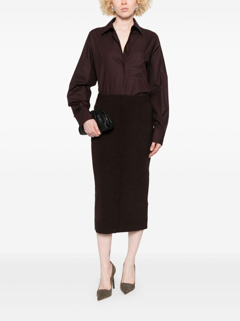 スカート VICTORIA BECKHAM BROWN MIDI SKIRT IN WOOL BLEND Victoria Beckham takes midi skirt and jumper blend from