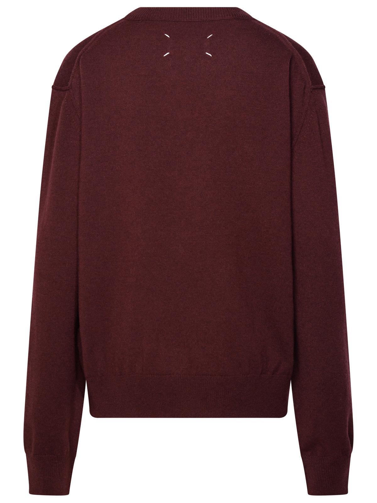 Maison Margiela Burgundy Cashmere Blend Sweater in Red | Lyst