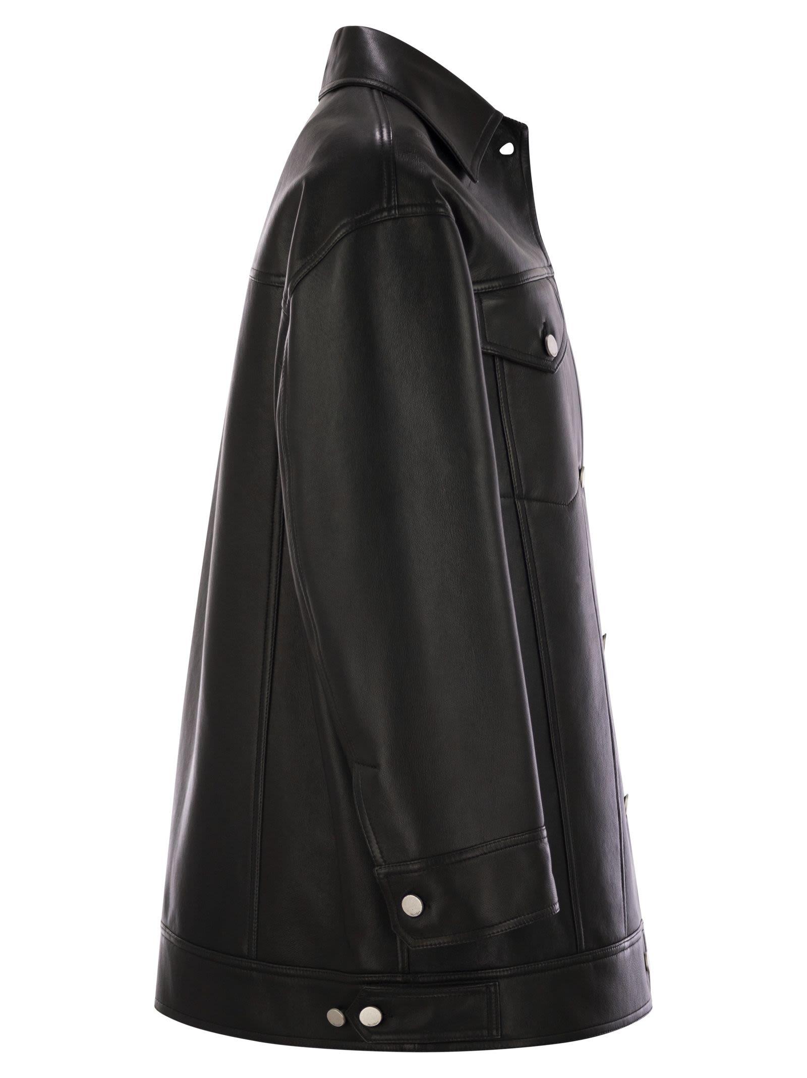 コート Max Mara GIRINO - Nappa leather over jacket Max Mara Girino Nappa Leather Over Jacket In Black - 62% Off