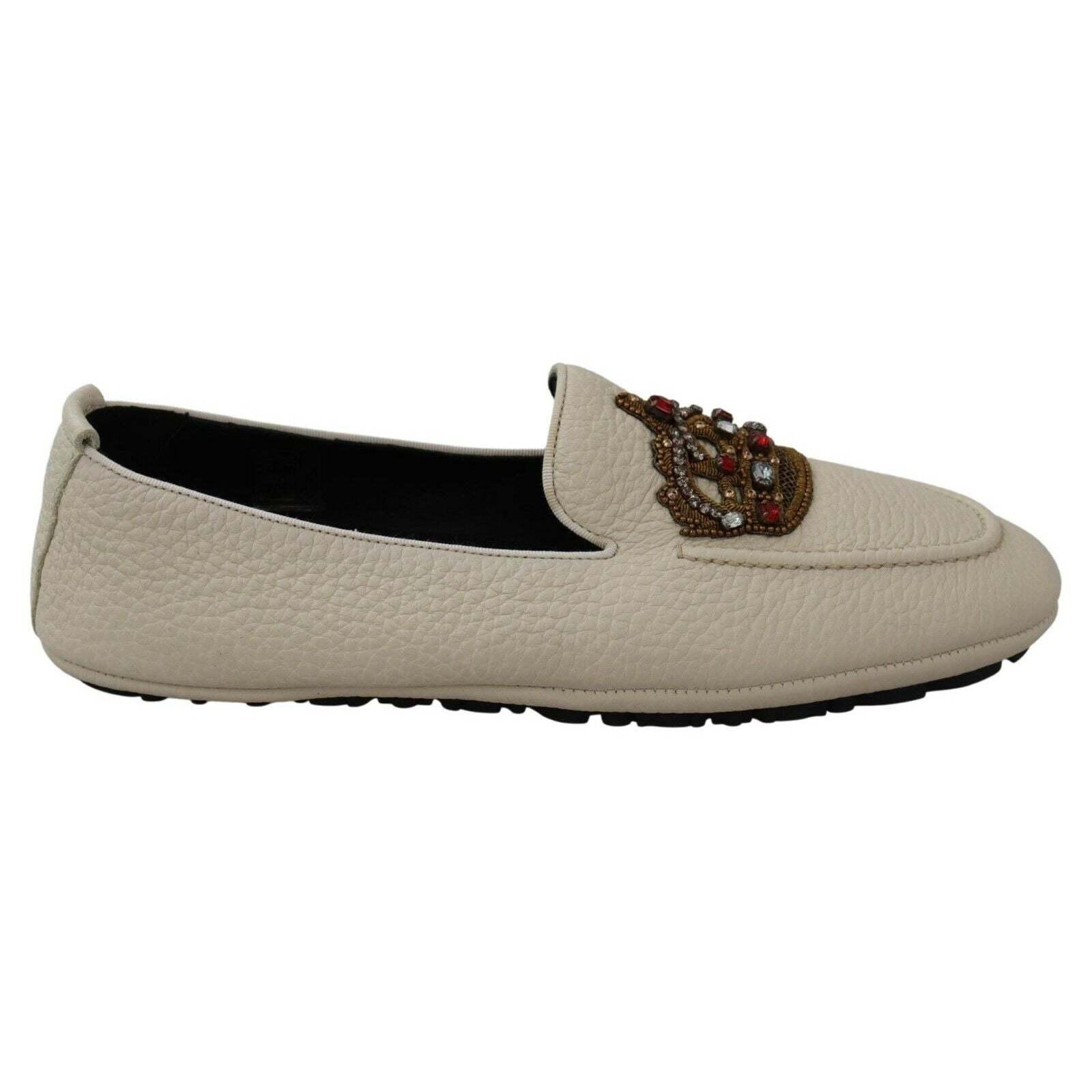 Dolce \u0026 Gabbana Beige Lederen Crystal Crown Loafers Schoenen in het Zwart  voor heren | Lyst NL