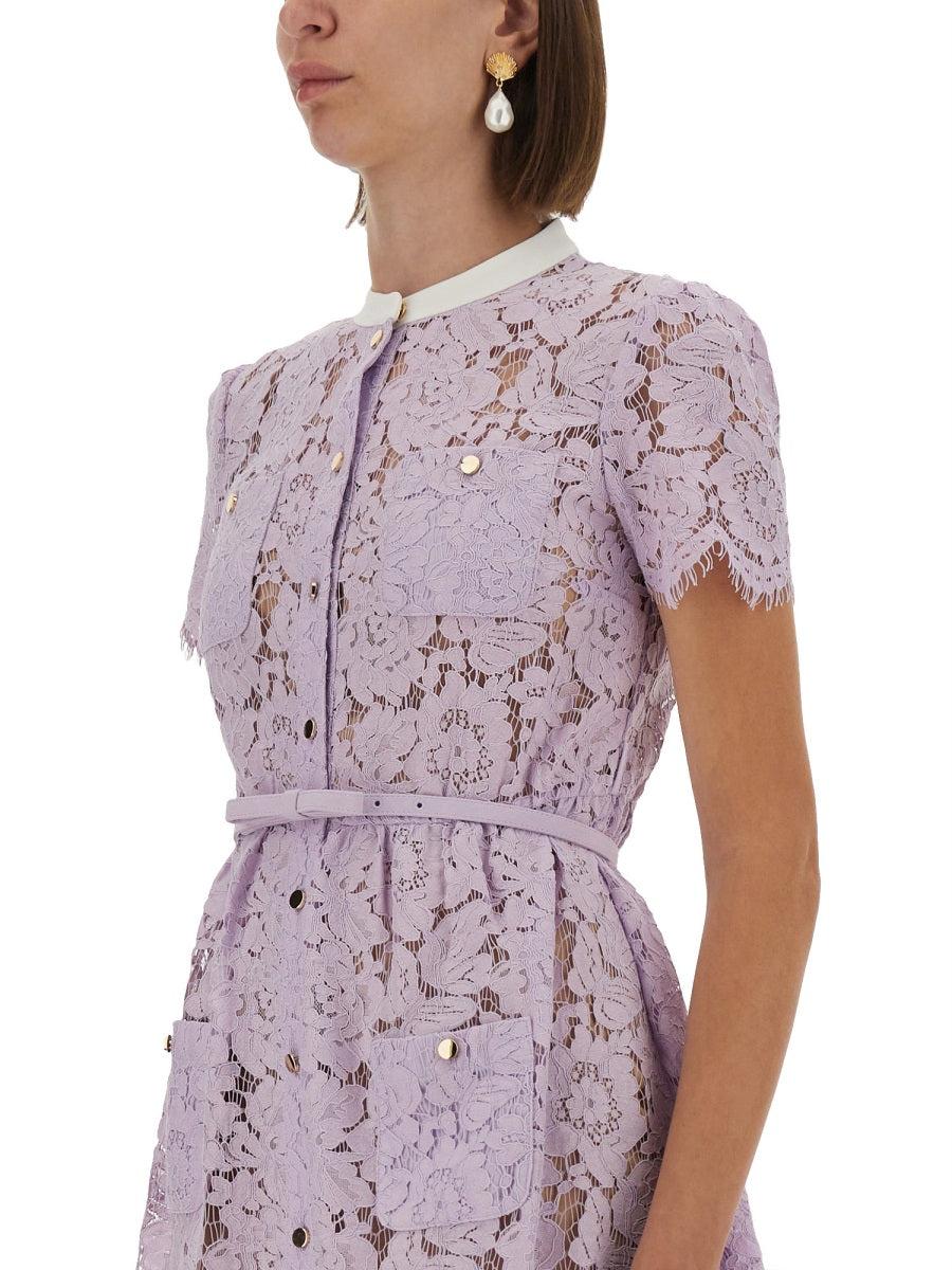 Self-Portrait Lace Midi Dress in Purple | Lyst