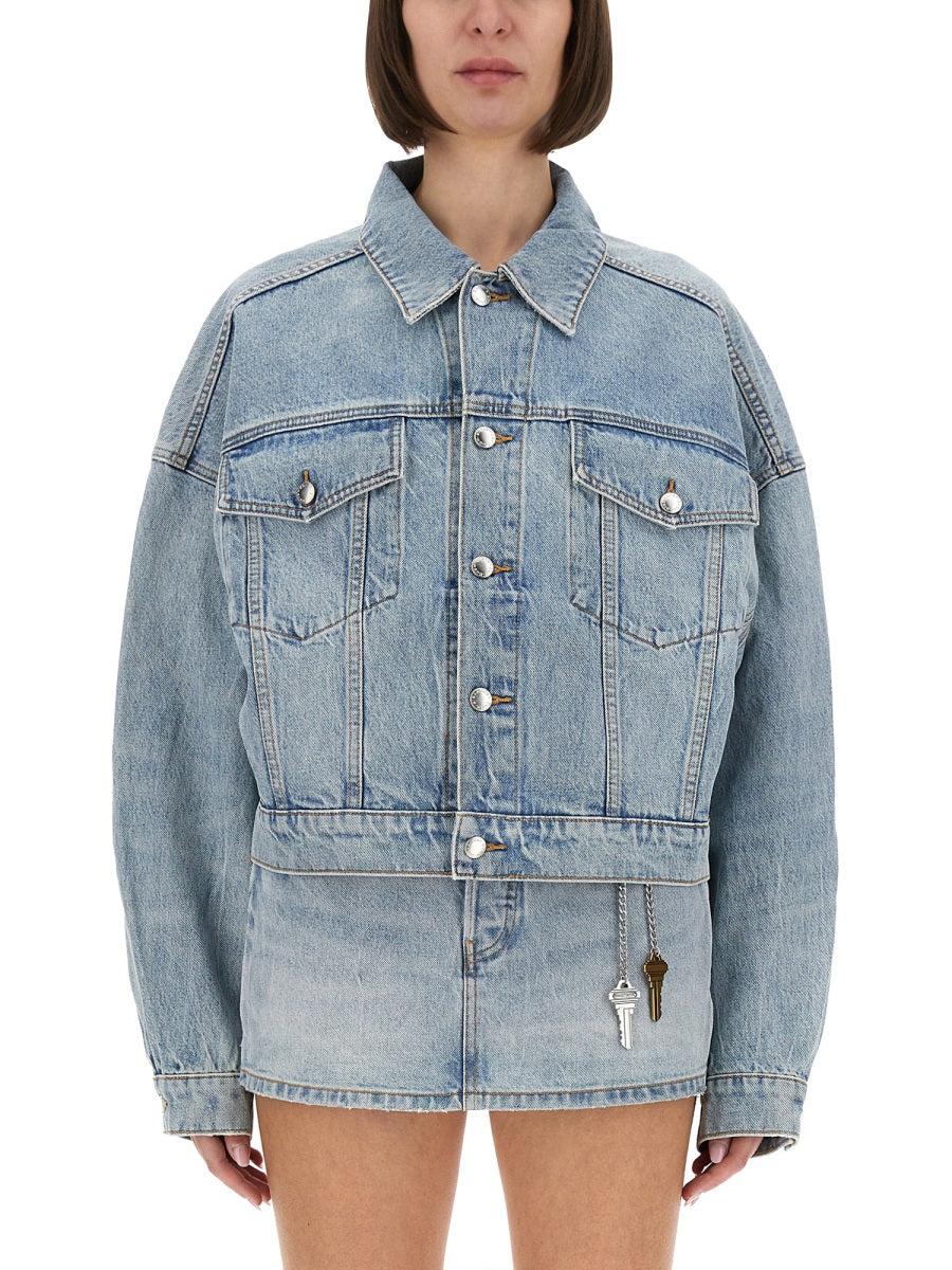 Alexander Wang Boxy Fit Denim Trucker Jacket in Blue | Lyst