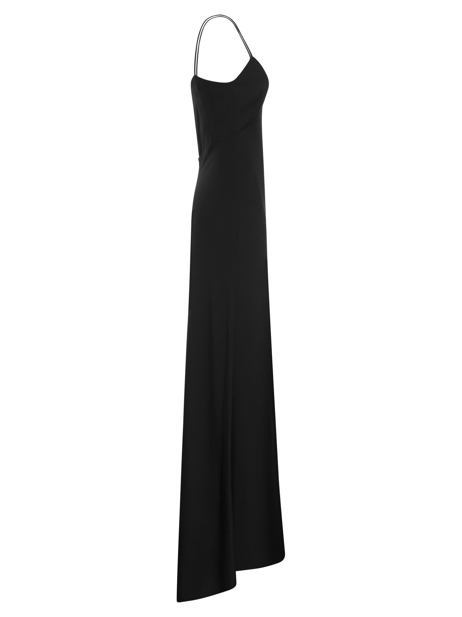 Max Mara V-neck Satin Slip Dress in Black