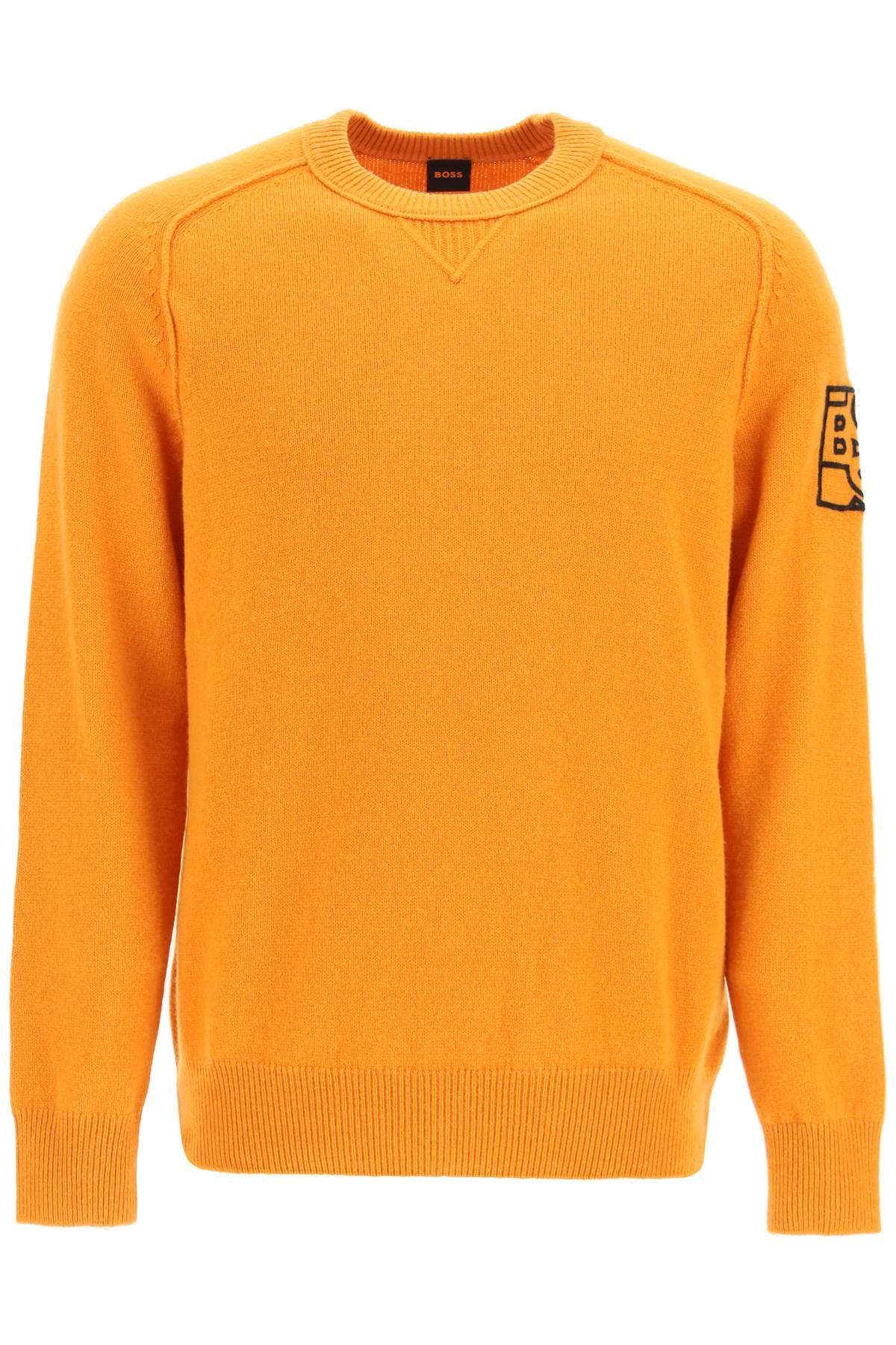BOSS by HUGO BOSS Shaken Logo Embroidery Sweater in Orange for Men | Lyst