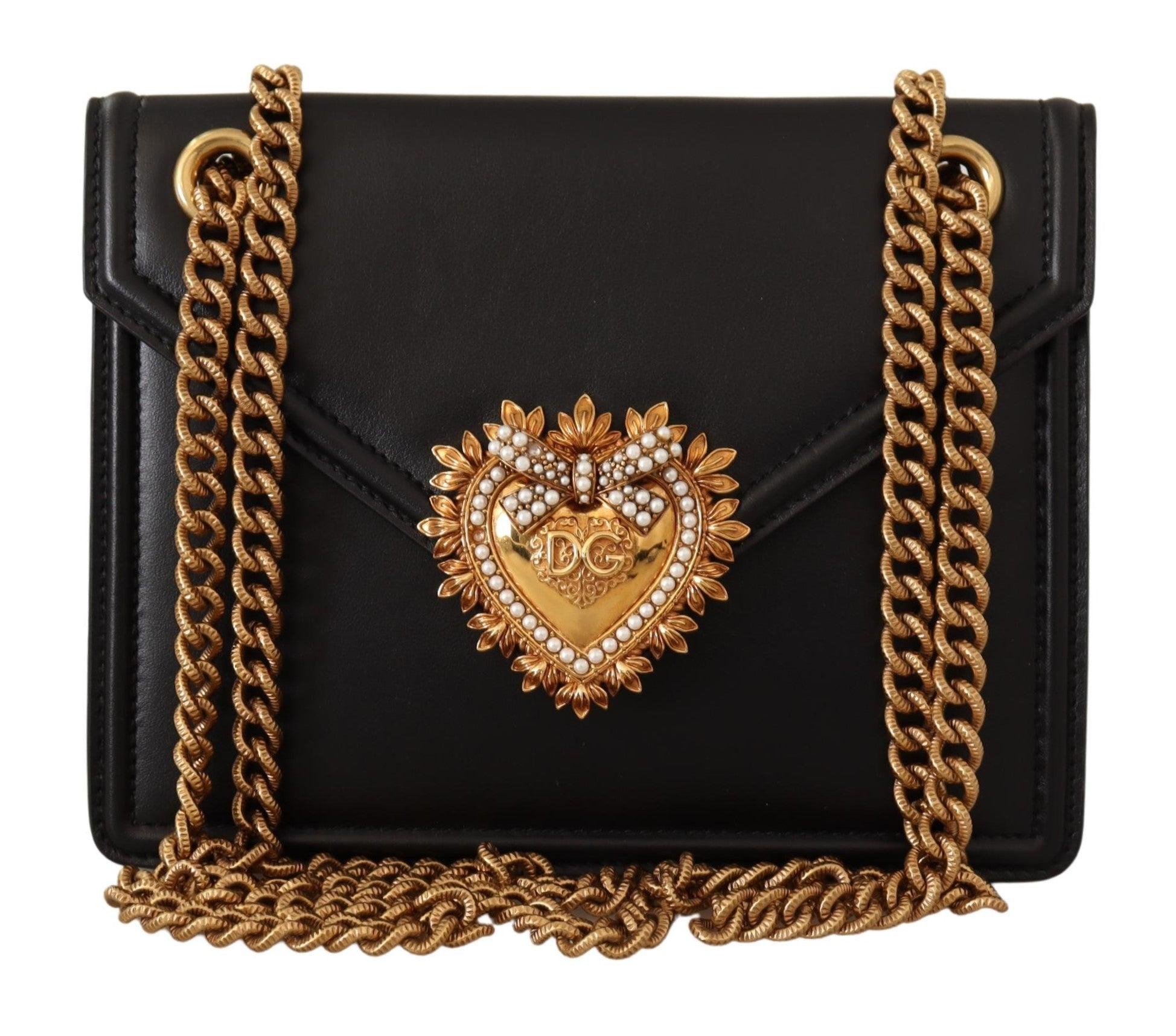 Petit sac à bandoulière DEVOTION en cuir noir Gold Heart Dolce & Gabbana en  coloris Noir | Lyst