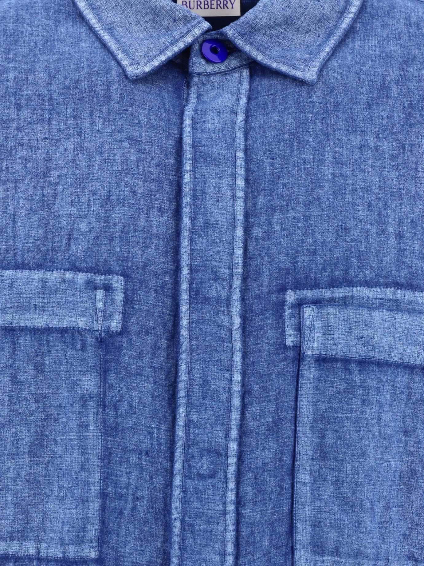 Burberry Casual Short Sleeved Linen Shirt in Blue for Men Lyst UK