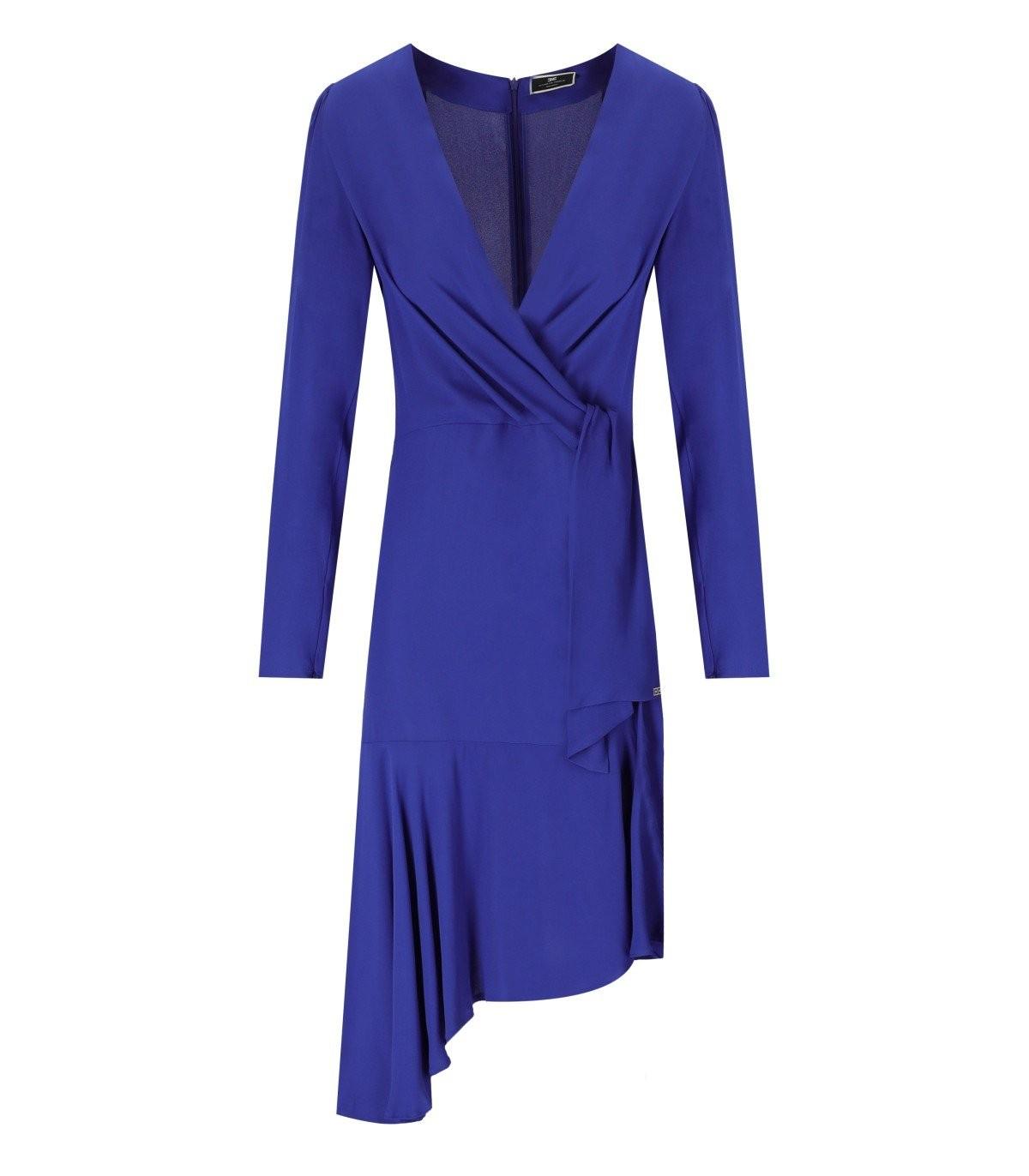 Elisabetta Franchi Indigo Blue Asymmetric Dress | Lyst