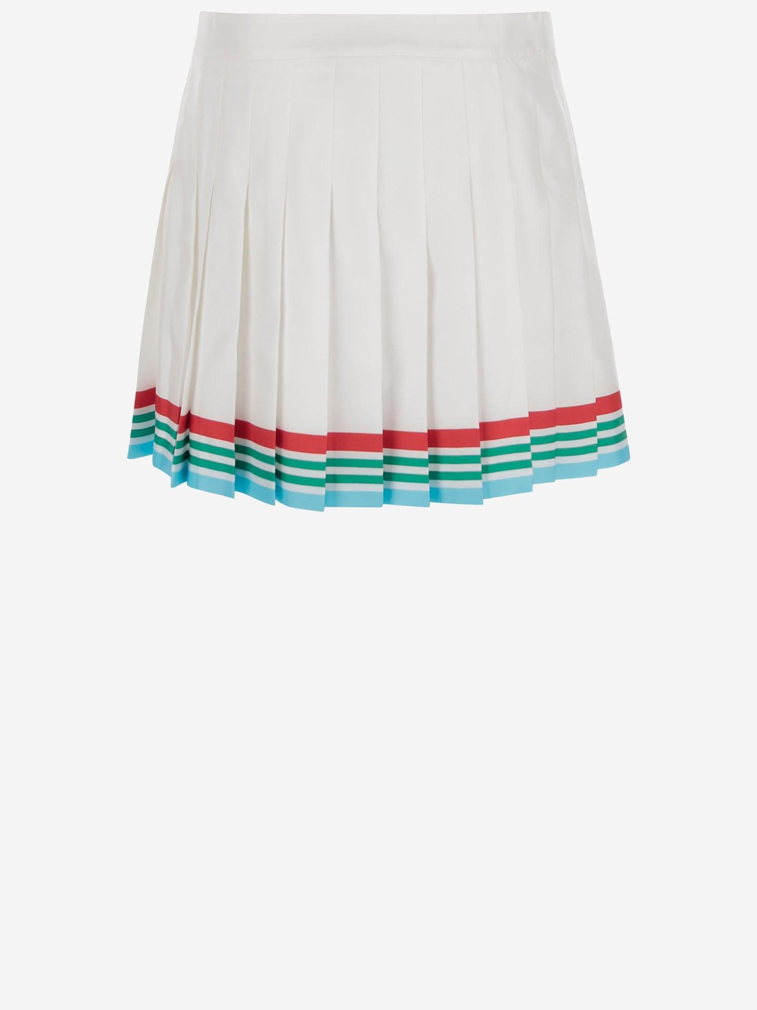 ミニスカート Casablanca High-Waisted Pleated Silk Skirt With Colorful CASABLANCA High-Waisted Pleated Silk Skirt With Colorful