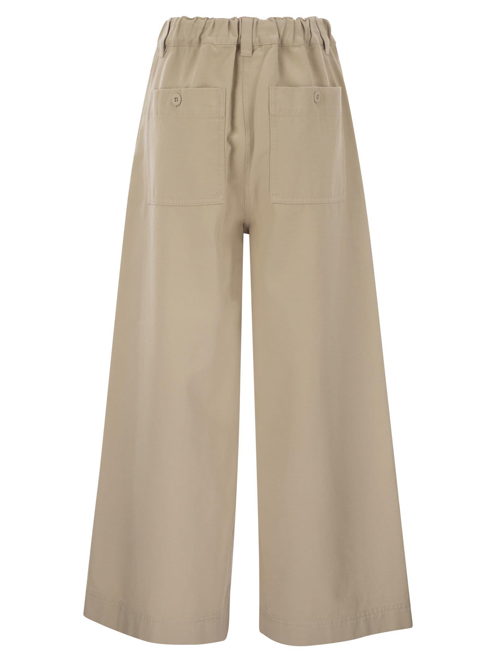 パンツ Weekend Max Mara DISCO Wide cotton drill trousers Cotton drill trousers, sand | Weekend Max Mara