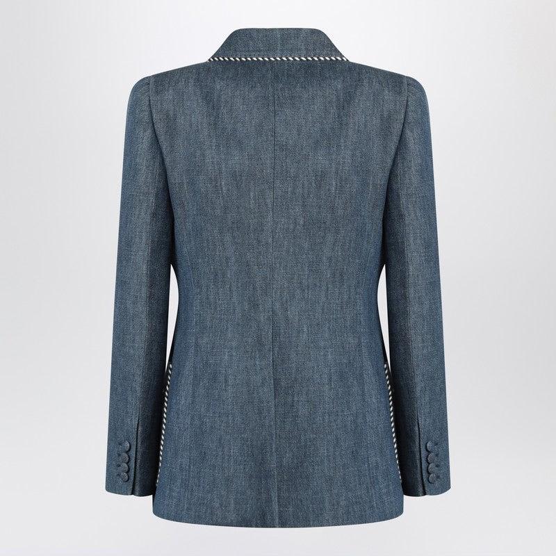 【関税・送料込み】VALENTINO BLAZERS BLUE TWEED PARTY BLAZER Chanel Blue Tweed Pattern Blazer, 2022 Available For