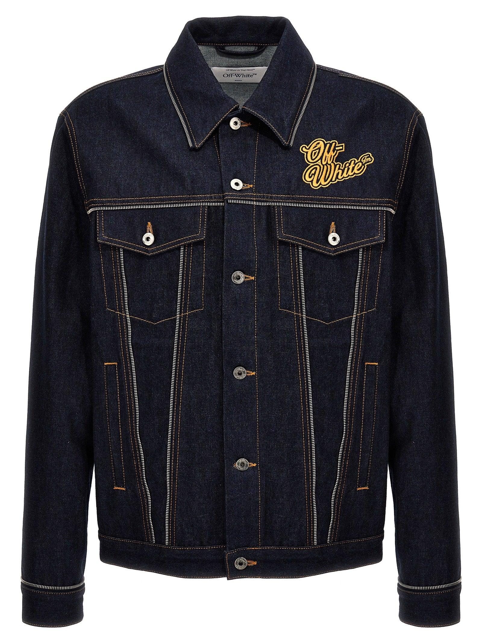 Off-White c/o Virgil Abloh Logo Zip-embellished Denim Jacket in 