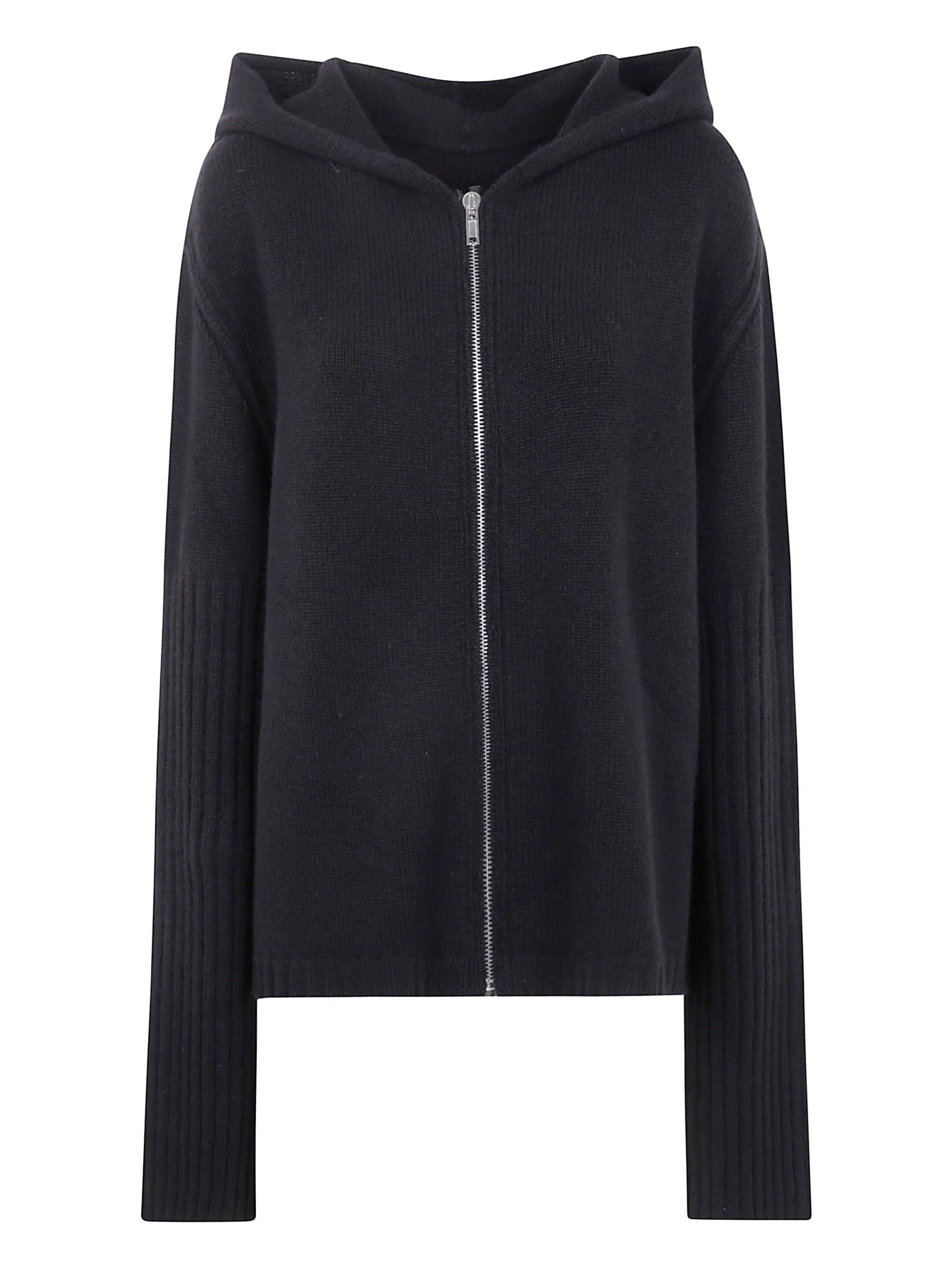【RICK OWENS】 リブニットコットン ジップアップフーディー RICK OWENS - DRESSES - Rick Owens