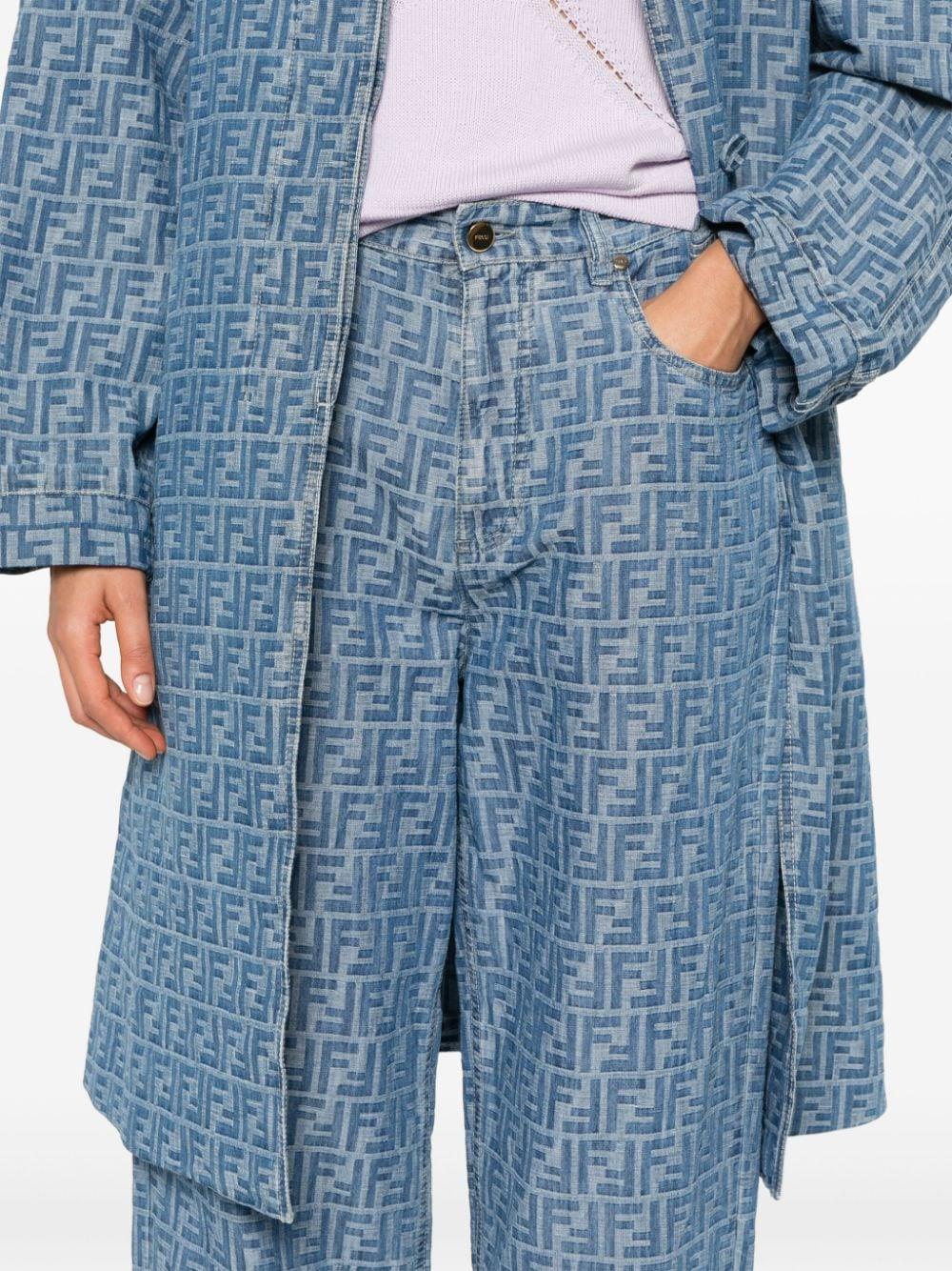 Fendi Ff-motif Chambray Trousers in Blue | Lyst UK