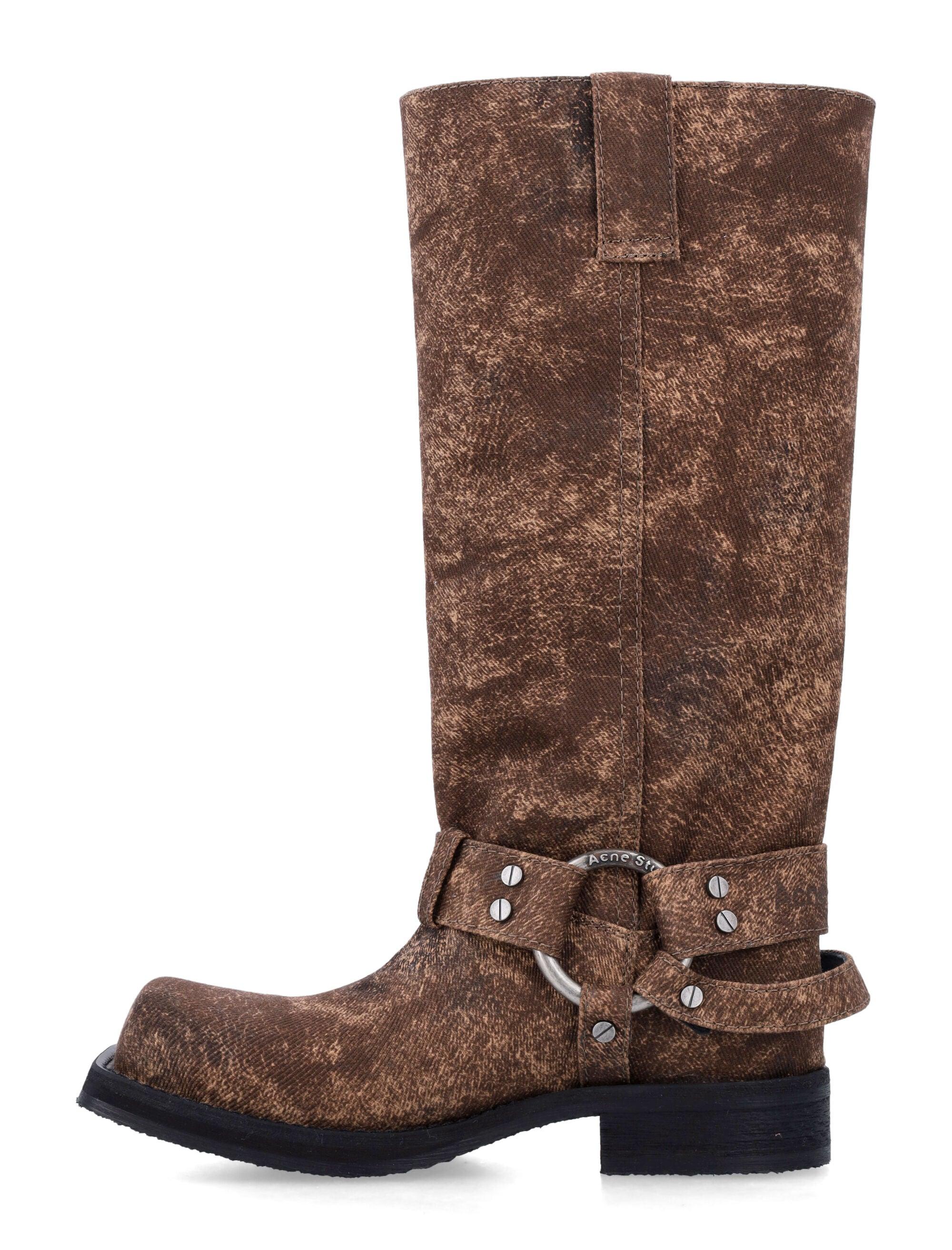 Acne Studios Denim Buckle Boots in Brown Lyst UK