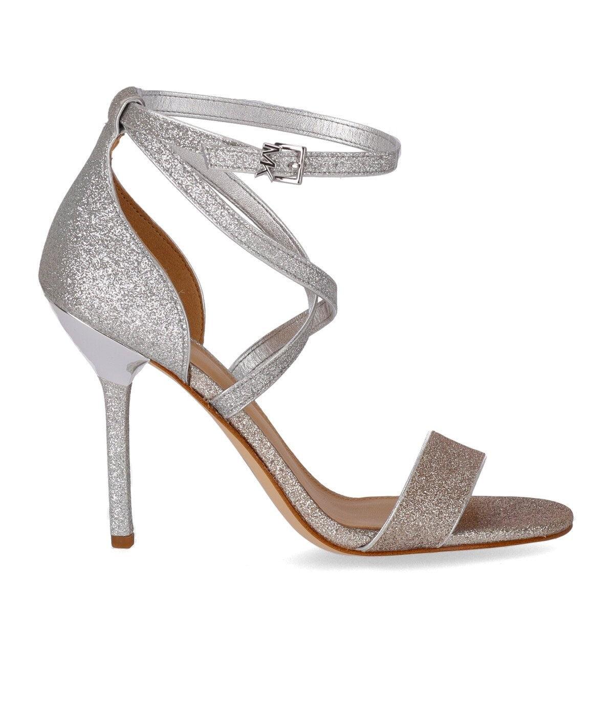 MICHAEL Michael Kors Astrid Glitter Silver Gold Heeled Sandal in White Lyst UK