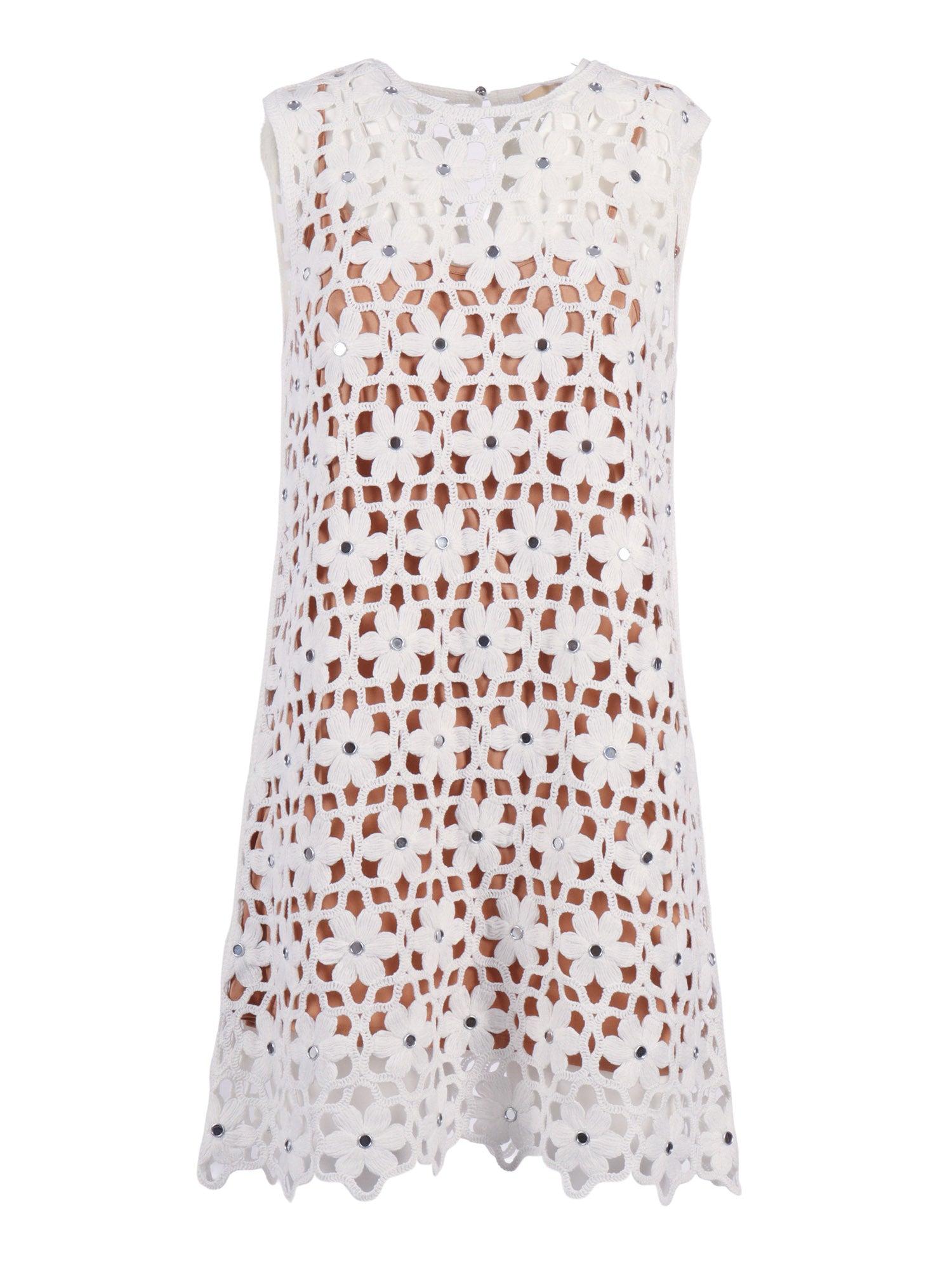 michael kors crochet tank dress Michael Kors Faux Crochet Mini Dress in White