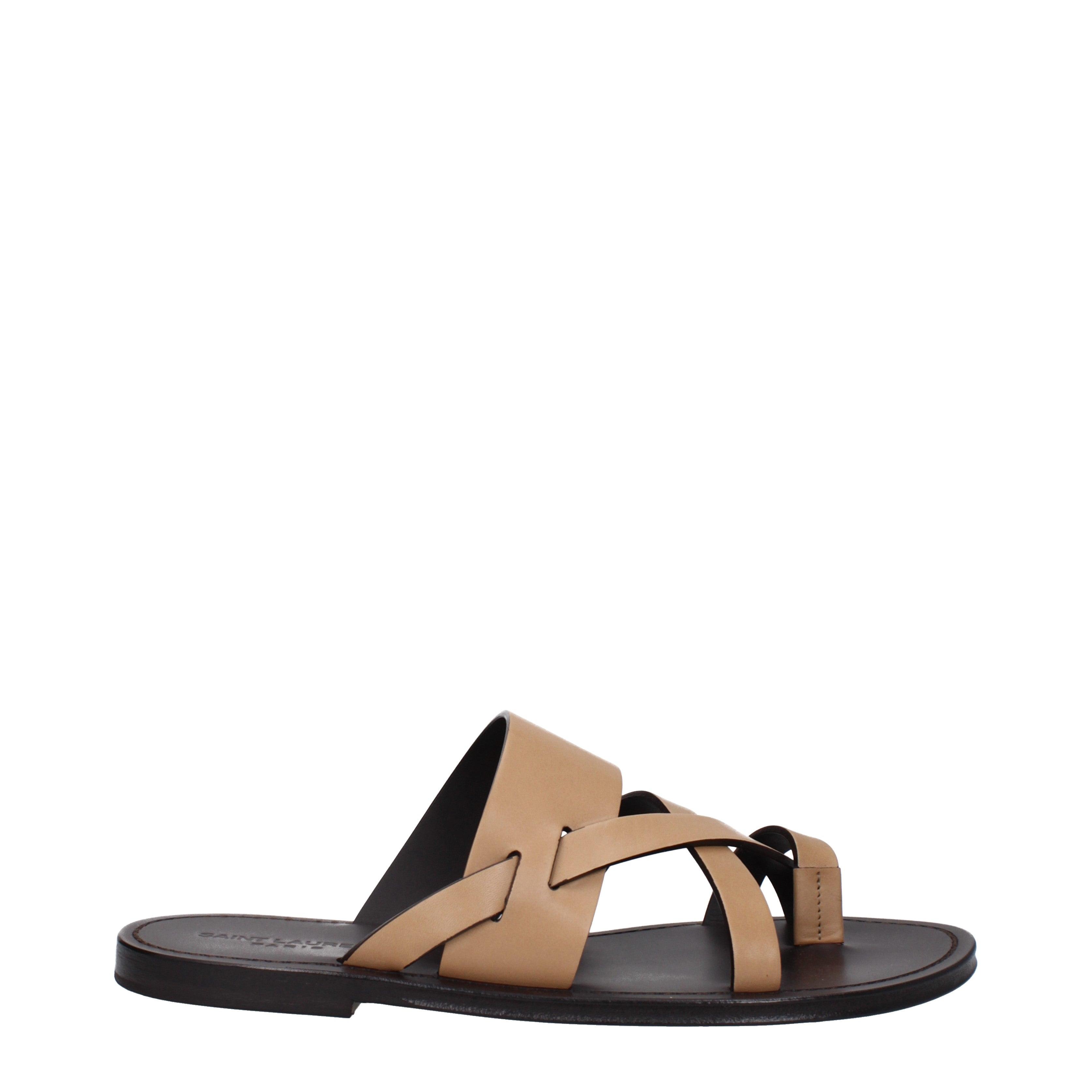 サンダル SAINT LAURENT Saint Laurent Sandals Men Leather Brown Brown Saint Laurent Sandals and Slides for Men | Lyst