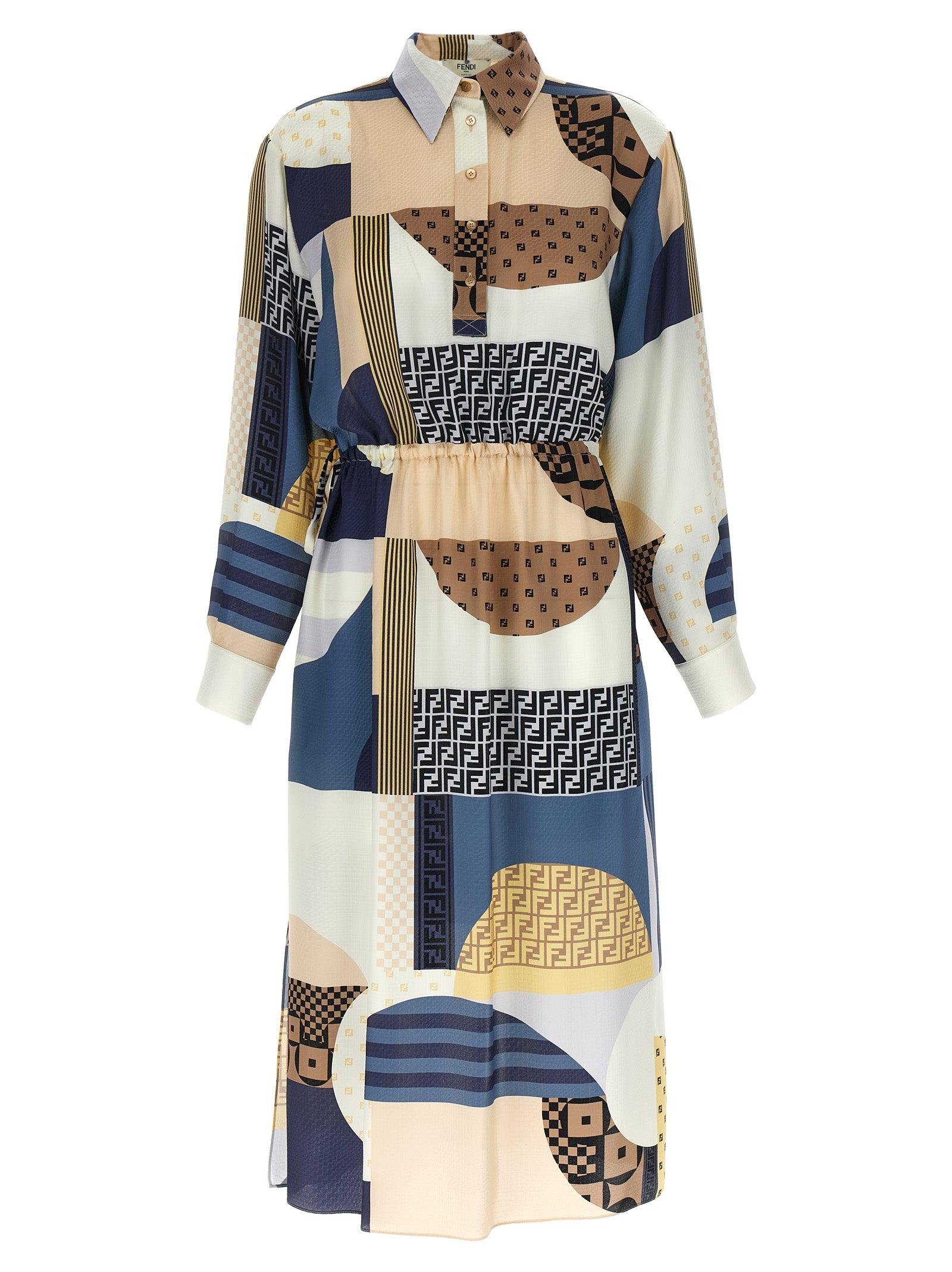オールインワン・サロペット Fendi Midi Dress With Classic Shirt Silhouette Shop Women's Designer Silk Dresses | FENDI US