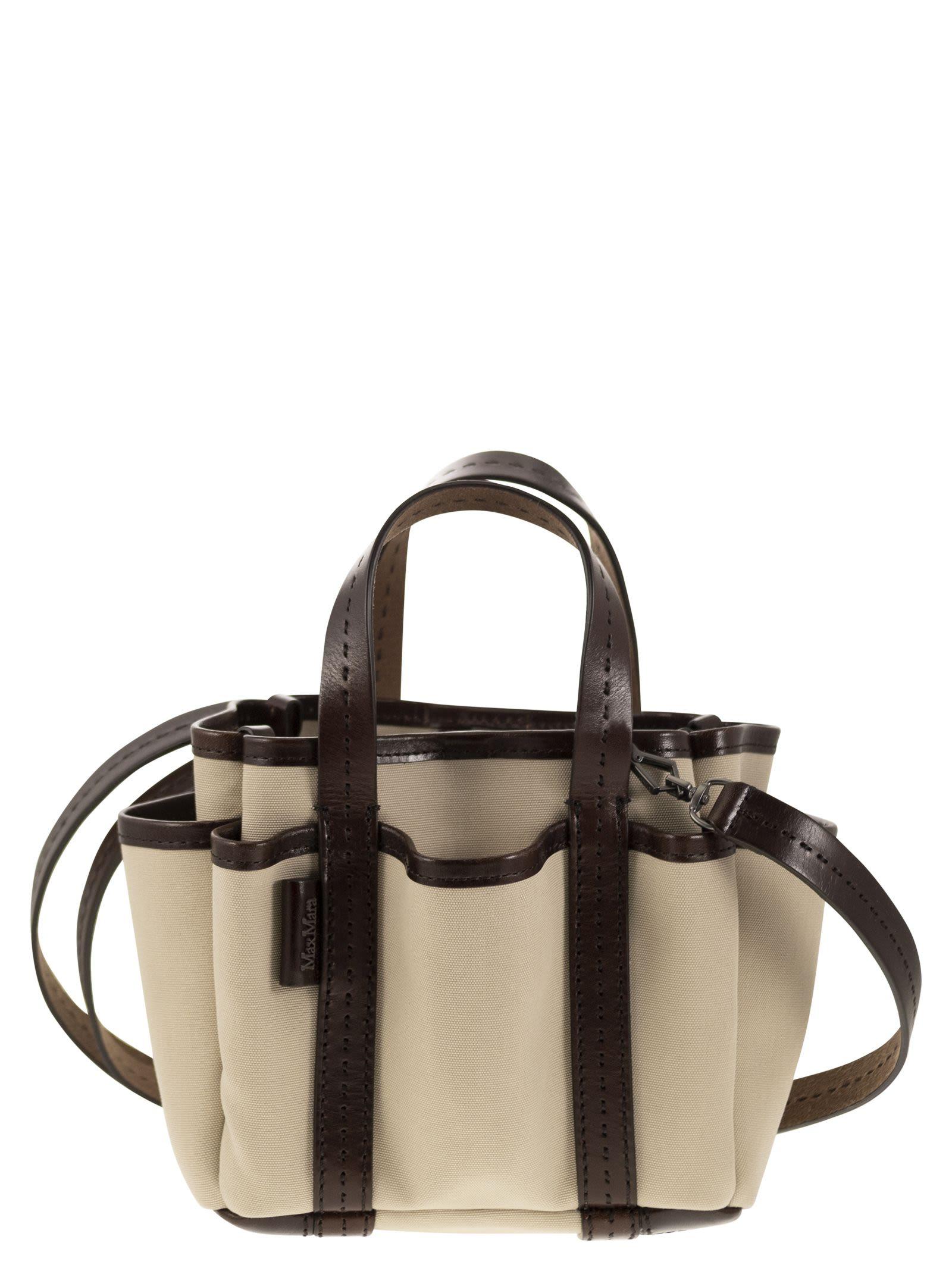 トートバッグ Max Mara Leather Cotton Canvas Giardiniera Mini Handbag Max Mara Giardiniera ミニバッグ | ブラウン | FARFETCH JP