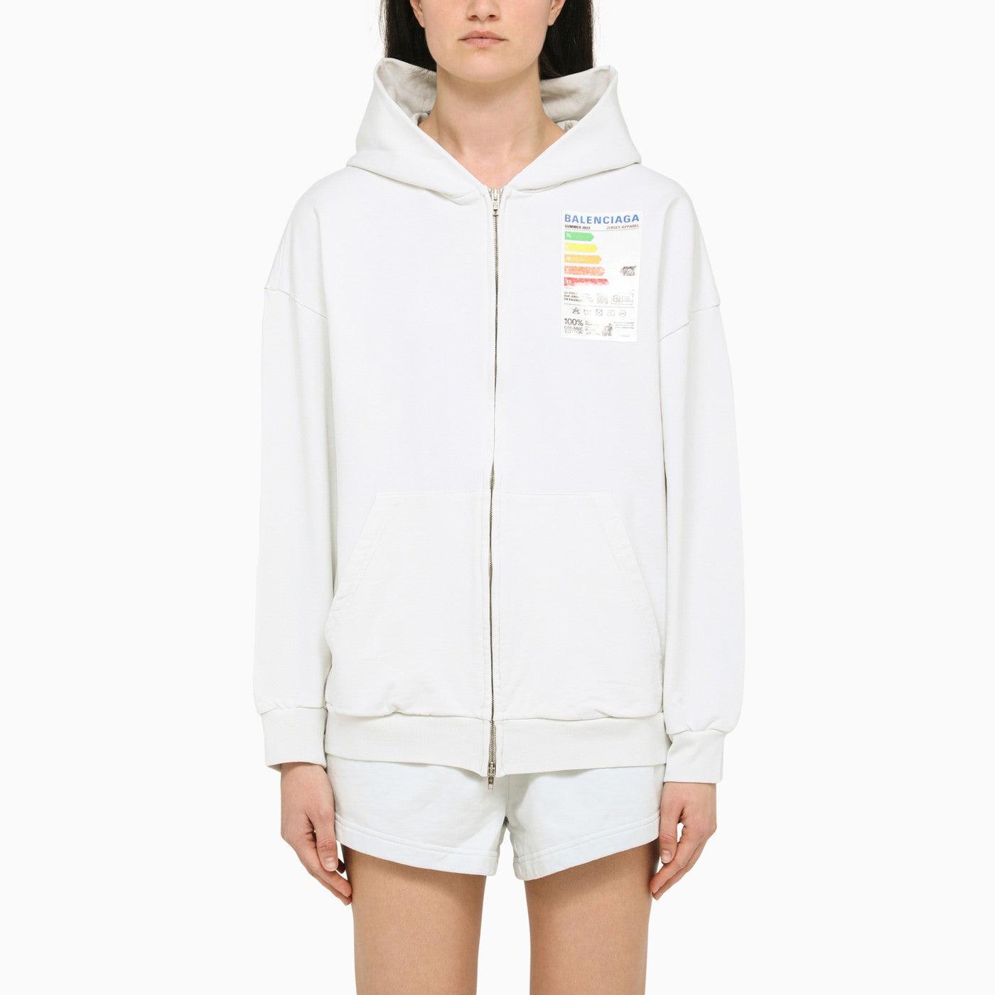 Balenciaga Dirty White Sweatshirt With Zip And Hood | Lyst