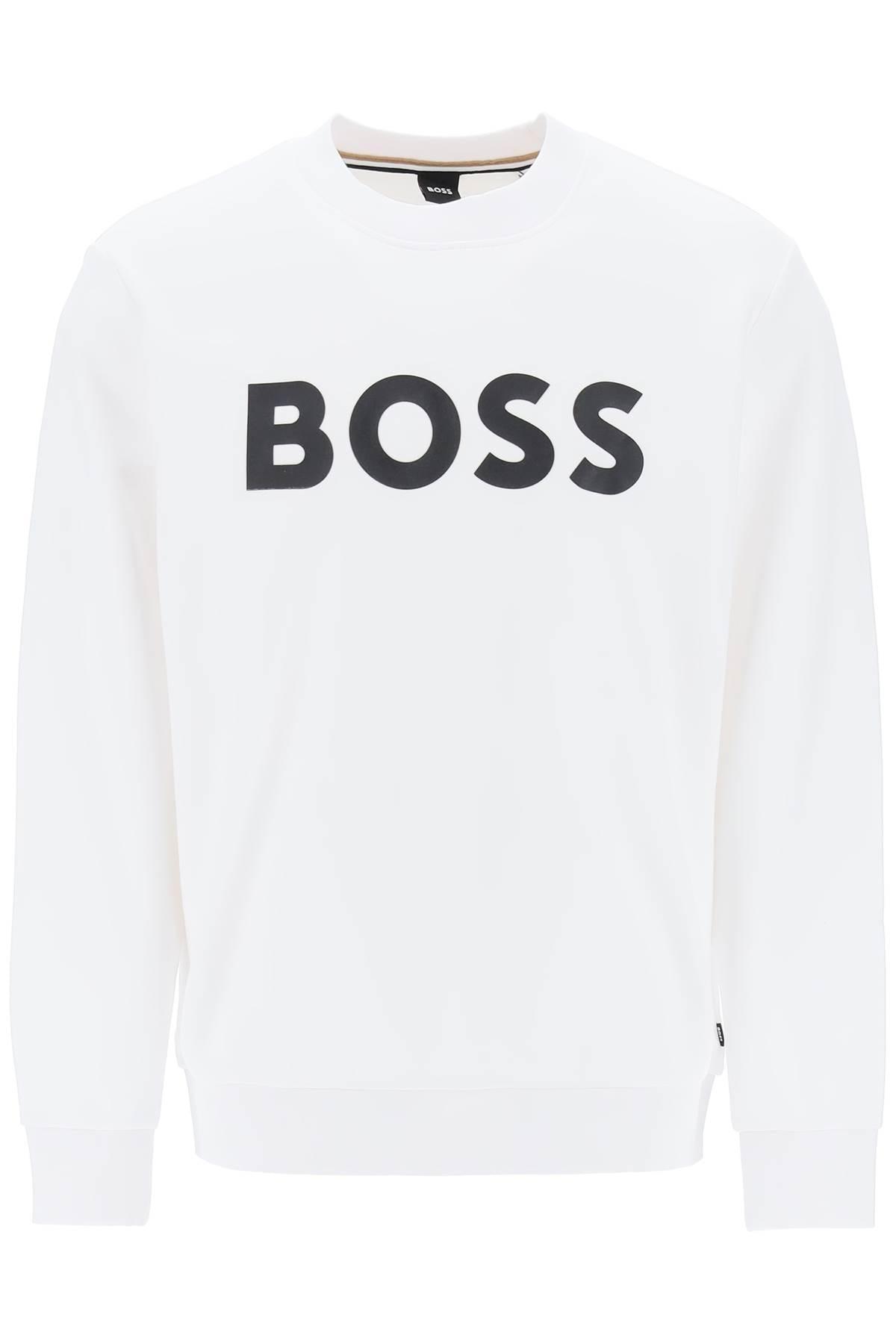 Logo Druck Sweatshirt BOSS by HUGO BOSS de hombre de color Blanco | Lyst