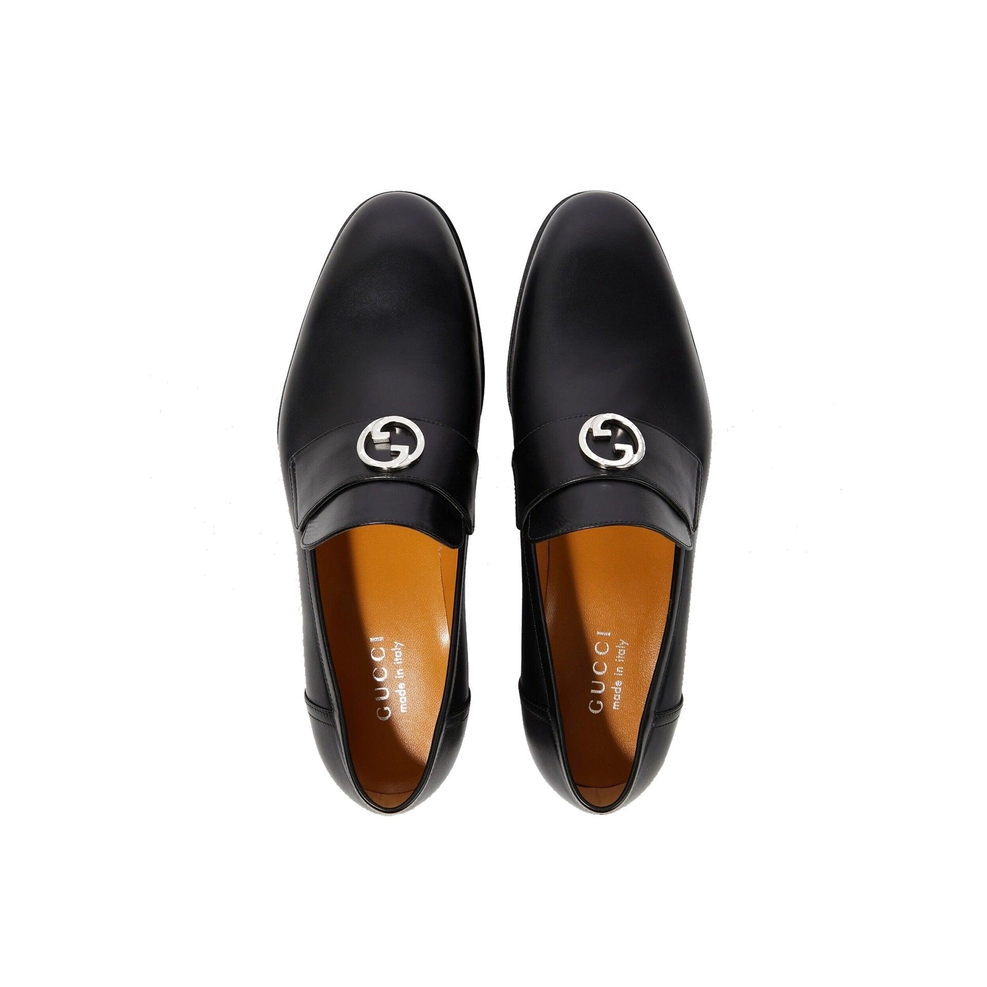 Gucci Black Leather Interlocking G Loafers  14D Excellent Made in Italy Gucci - Interlocking G leather loafers Gucci main image 4