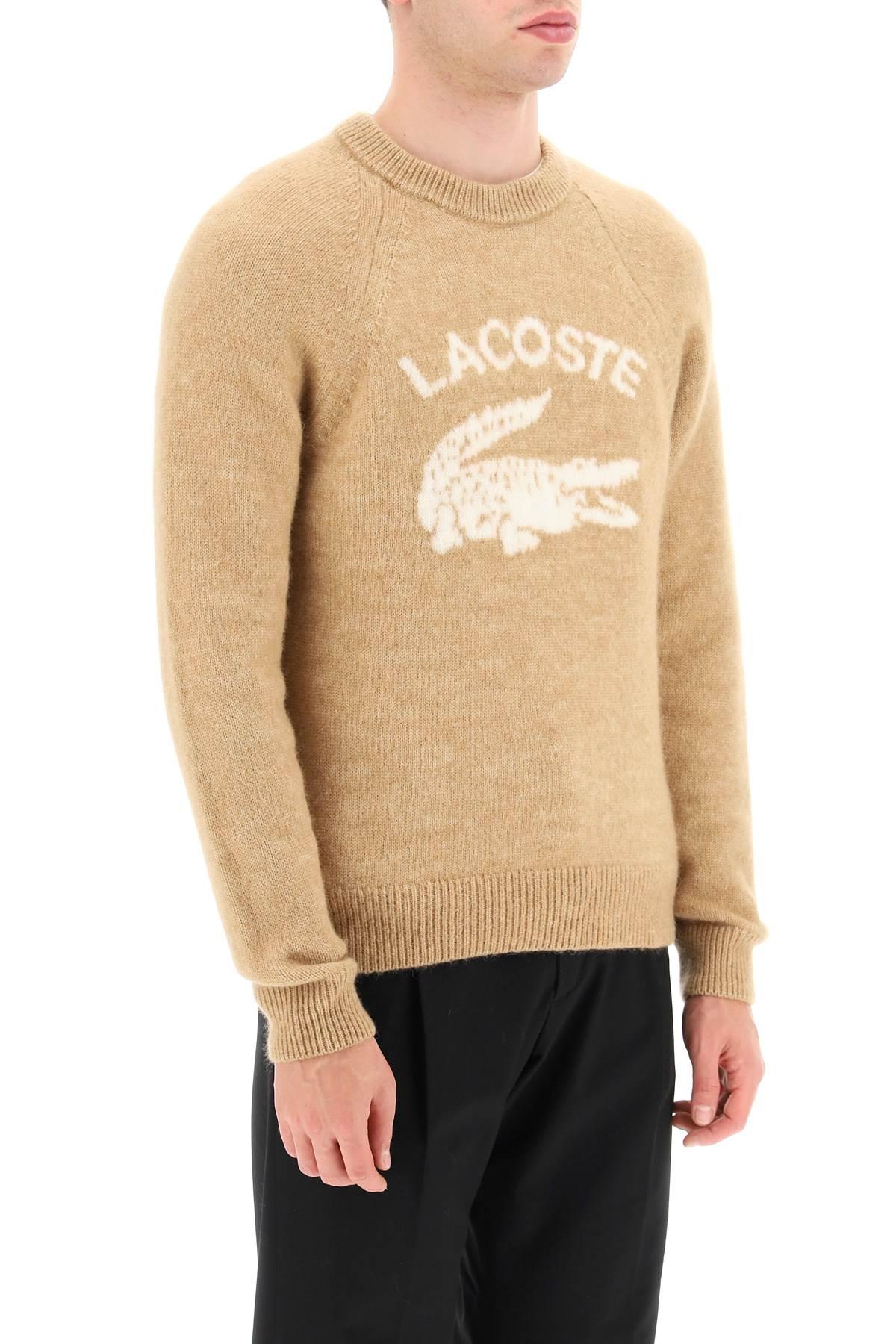 Lacoste Logo Intarsia Alpaca Blend Sweater in Natural for Men | Lyst