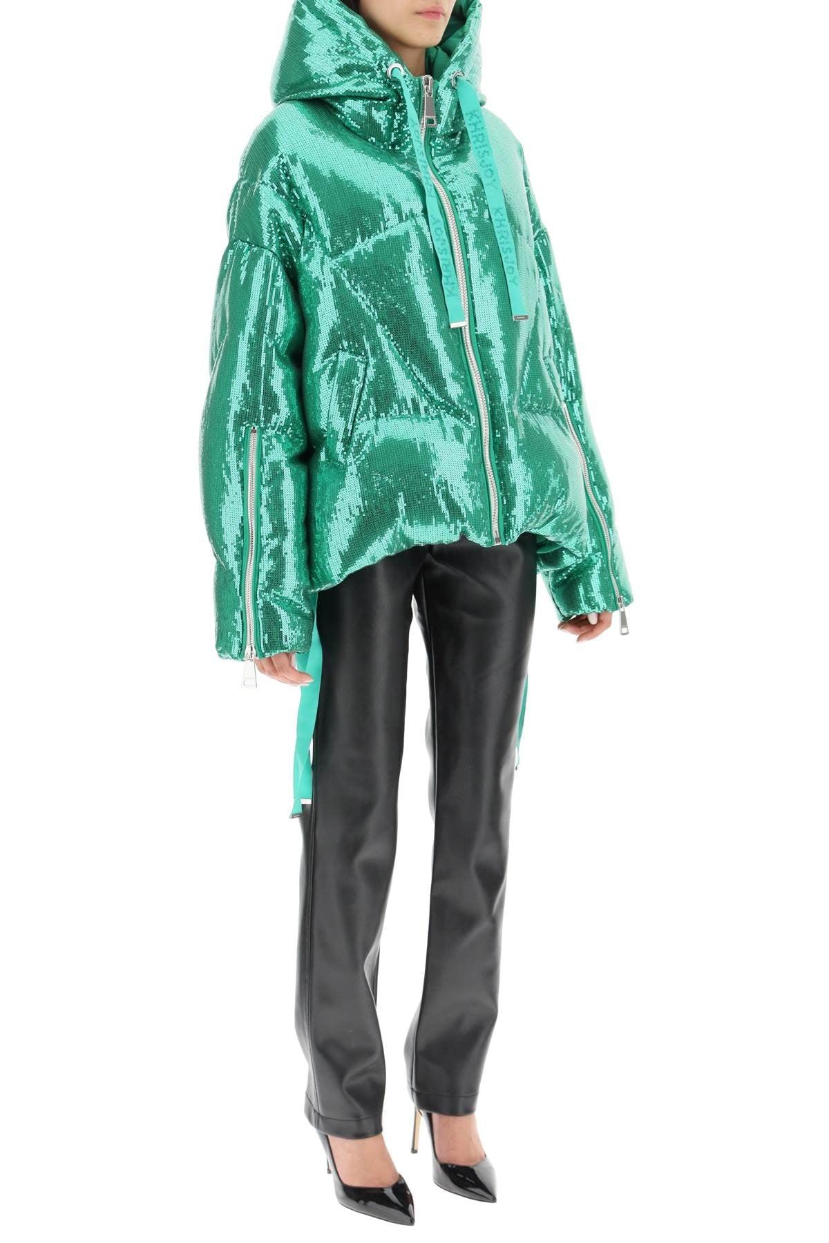 Khrisjoy Khris Iconic Paillettes Padded Jacket in Green | Lyst