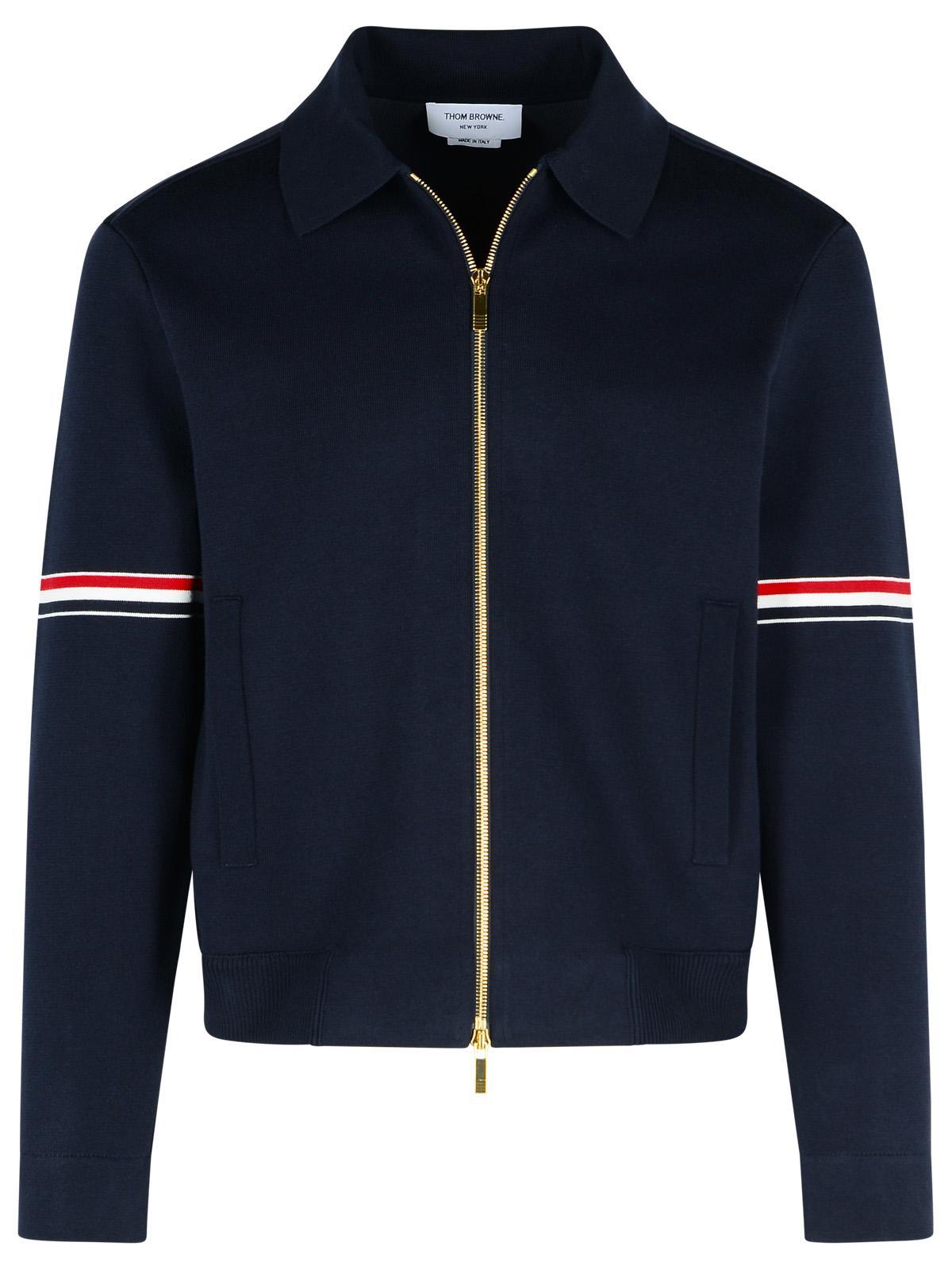 【送料&関税込】Thom Browne Navy Cotton Bomber Jacket Thom Browne Navy 4-Bar Bomber Jacket Thom Browne