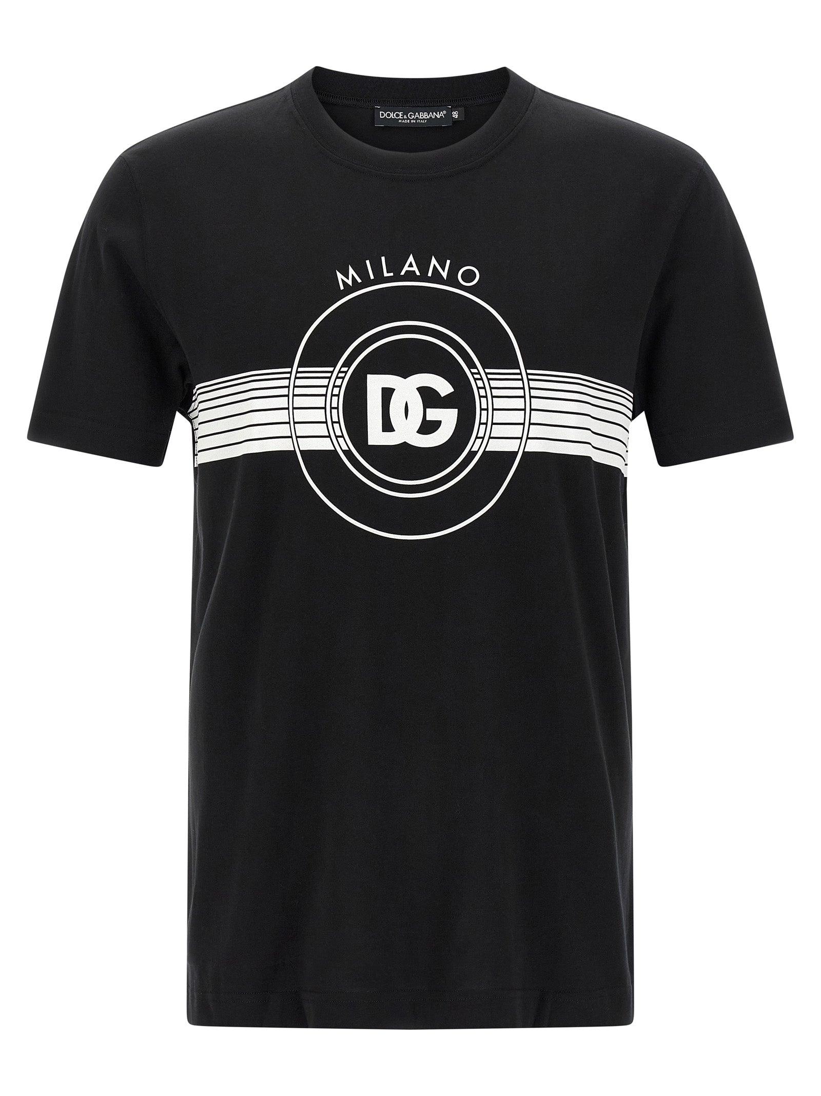 Tシャツ・カットソー DOLCE & GABBANA Woman T-Shirt Black F8V62ZGDDB8 N0000 Jersey T-shirt with all-over flocked DG logo in Black for