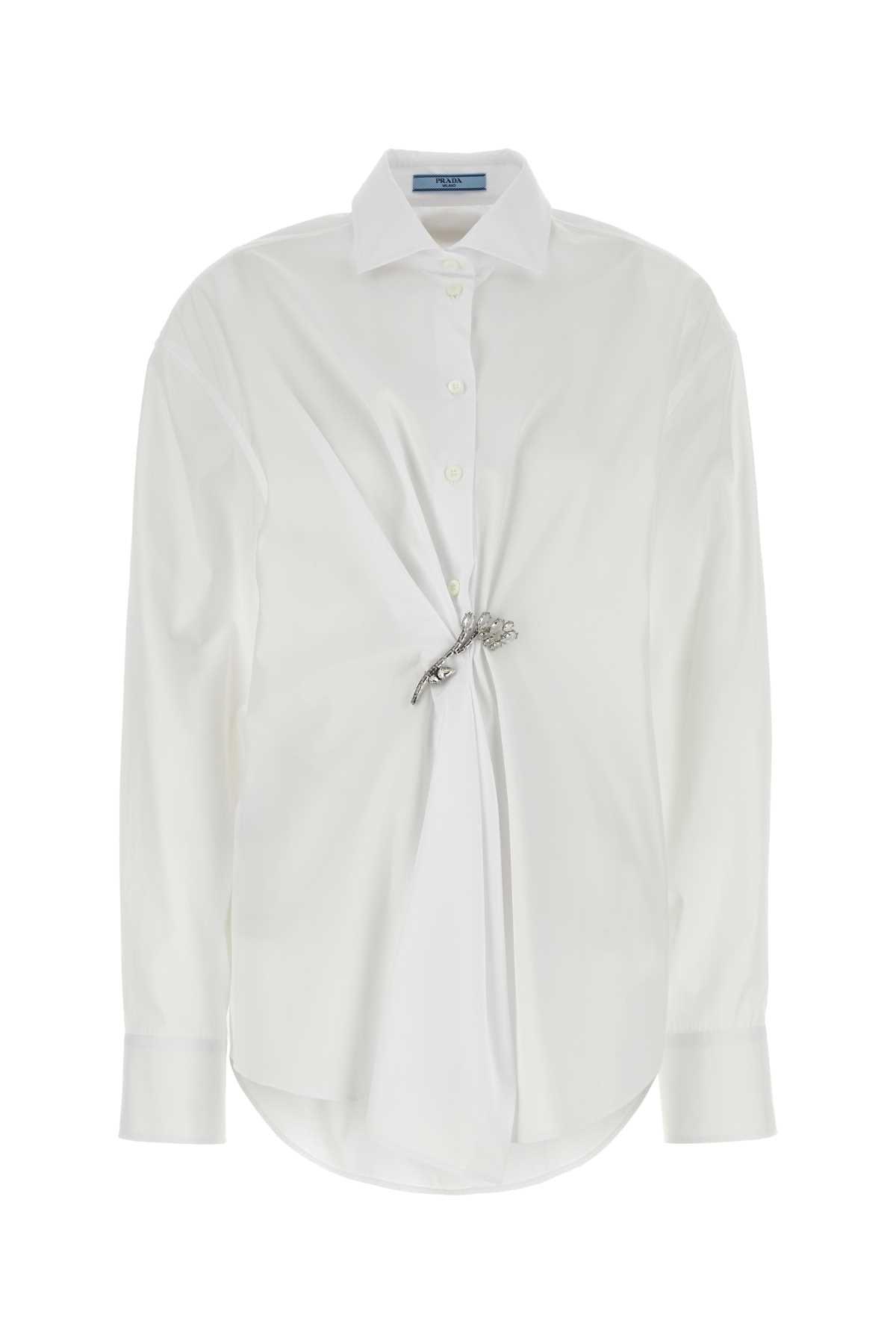 Prada Poplin Shirt Cotton in White | Lyst Canada