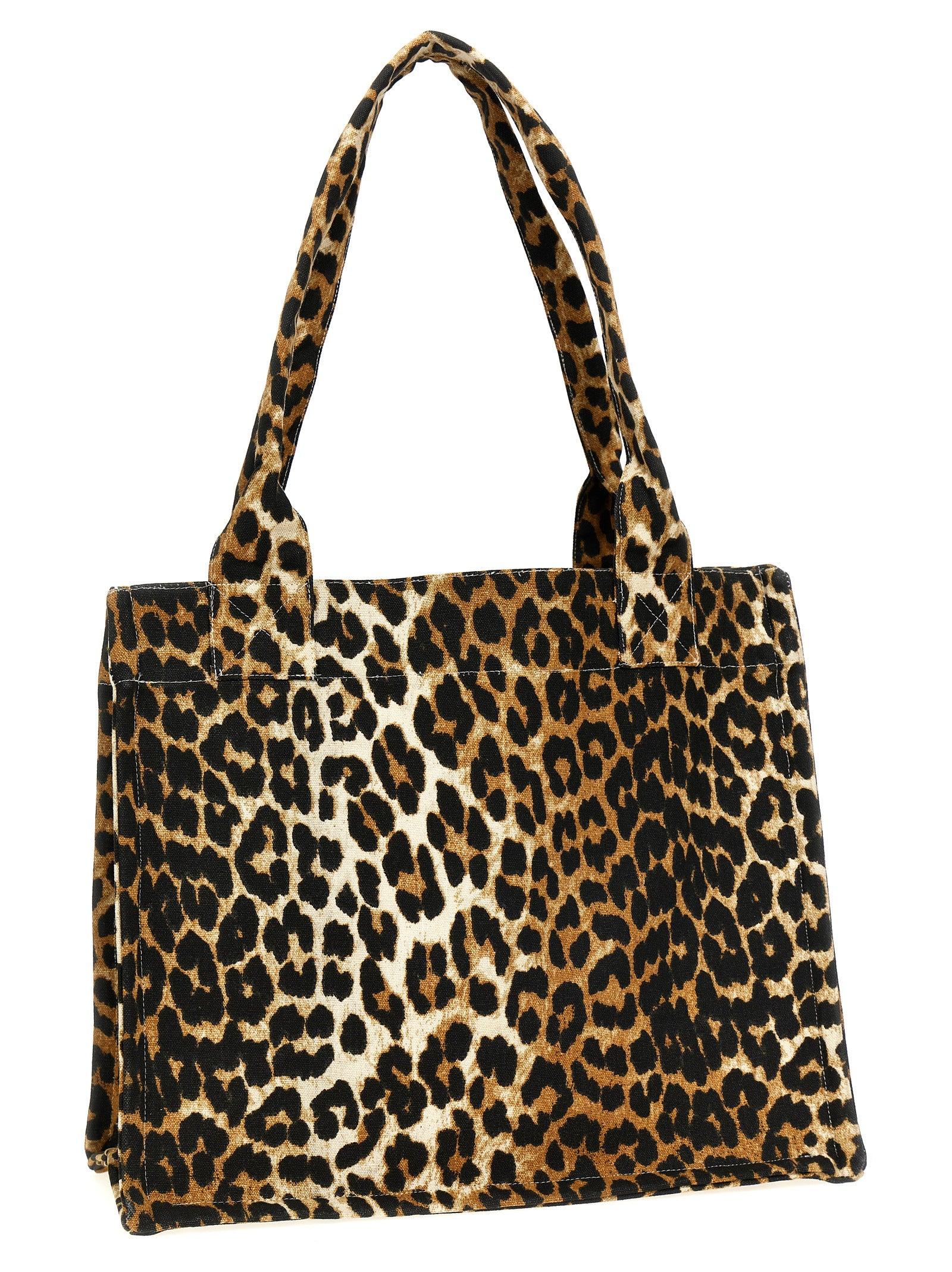 Ganni Shopping Leopard Embroidery Logo in Metallic | Lyst UK