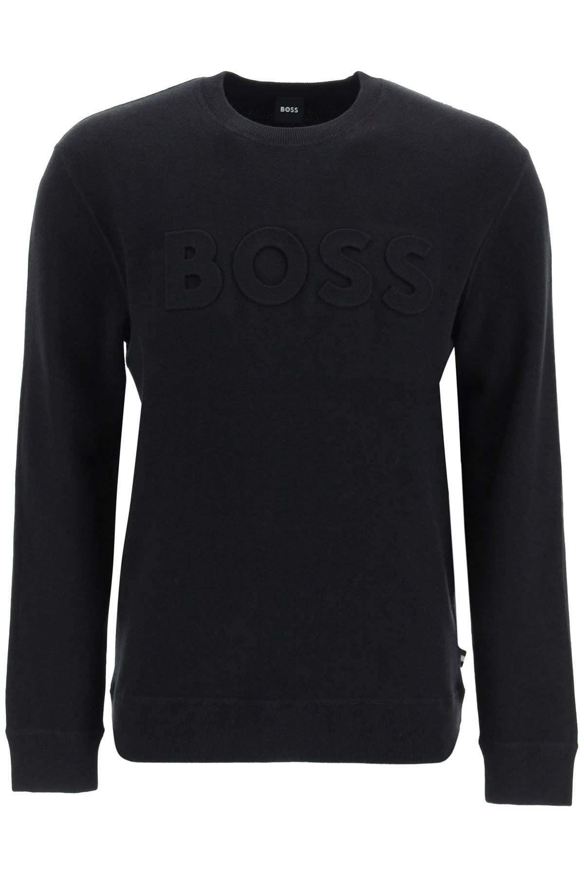BOSS by HUGO BOSS Embossed Logo Sweater in Black for Men | Lyst
