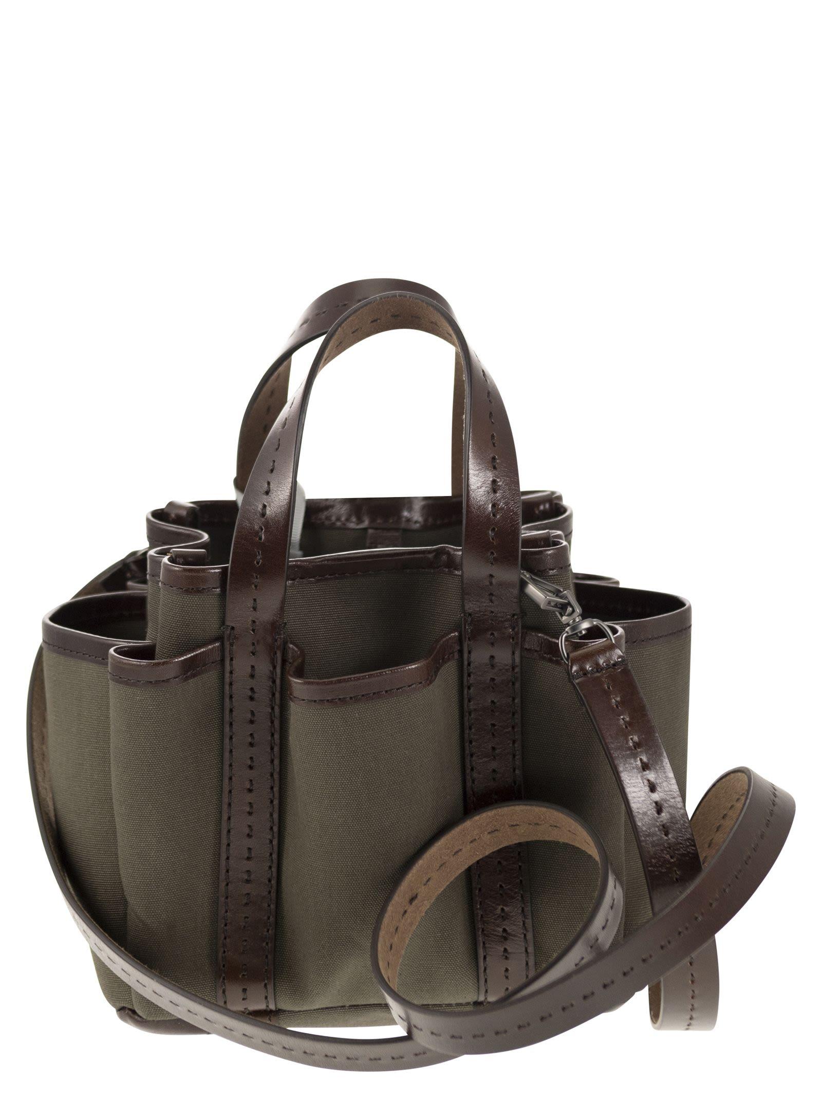Max Mara Gardenca Basxs Giardiniera Mini Canvas And Leather