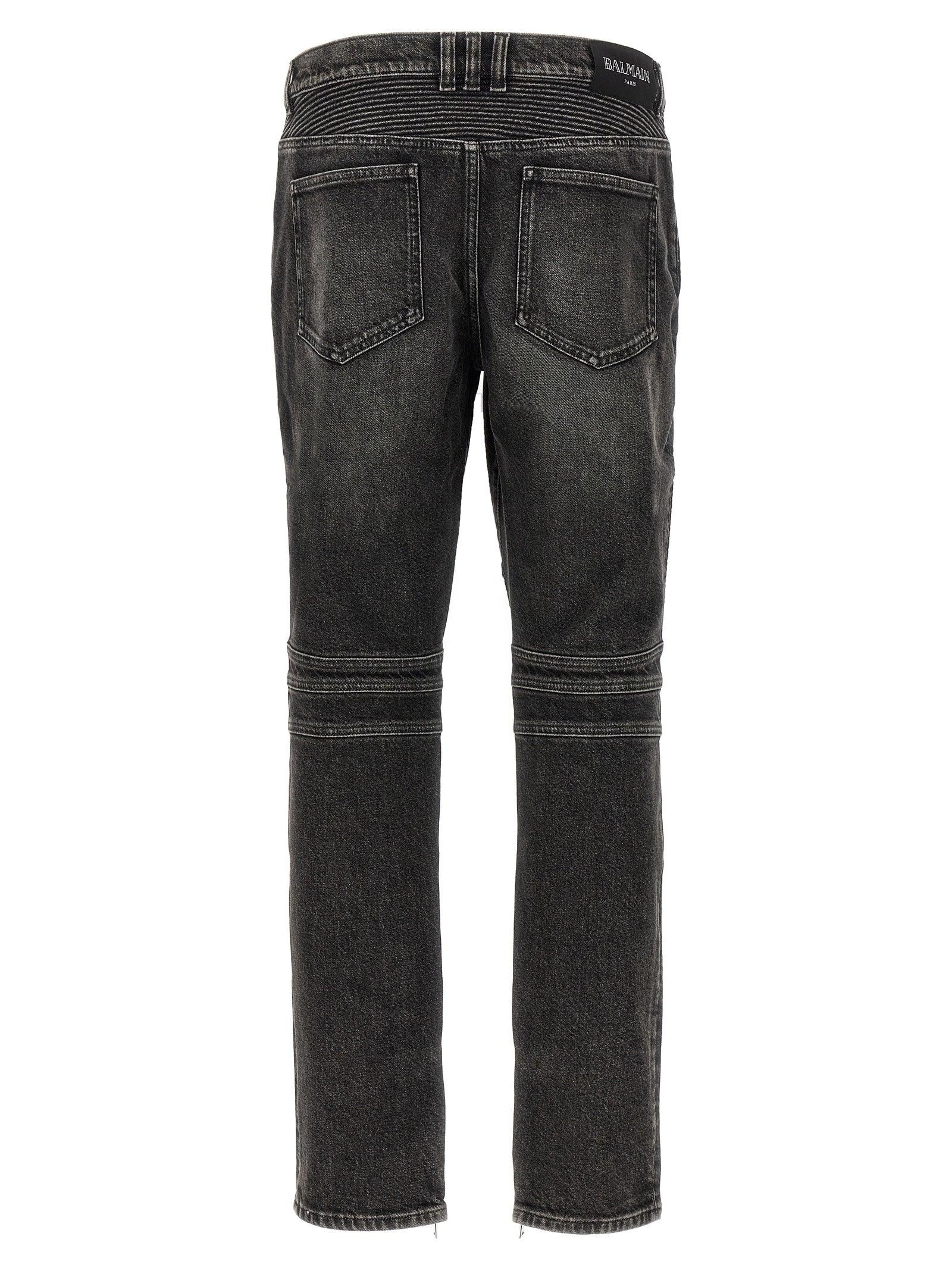 Balmain 'Biker' Jeans in Gray for Men Lyst