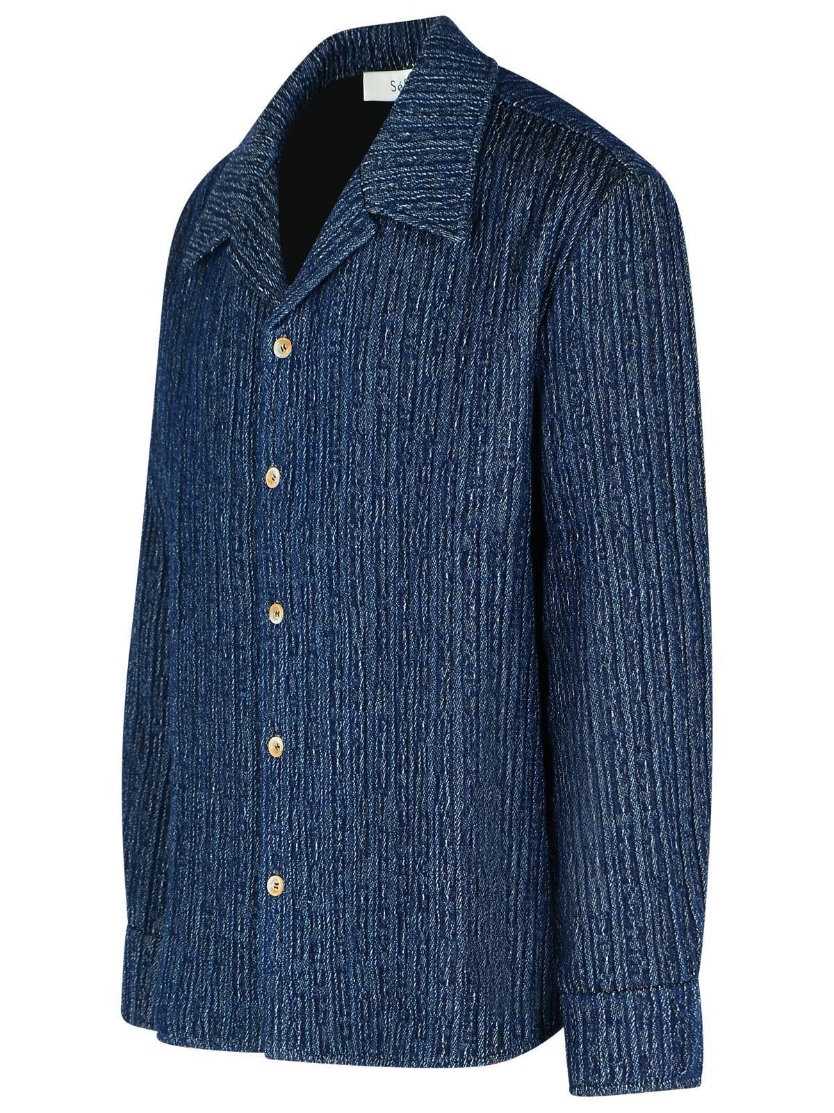 Séfr 'Wes' Cotton Shirt in Blue for Men | Lyst