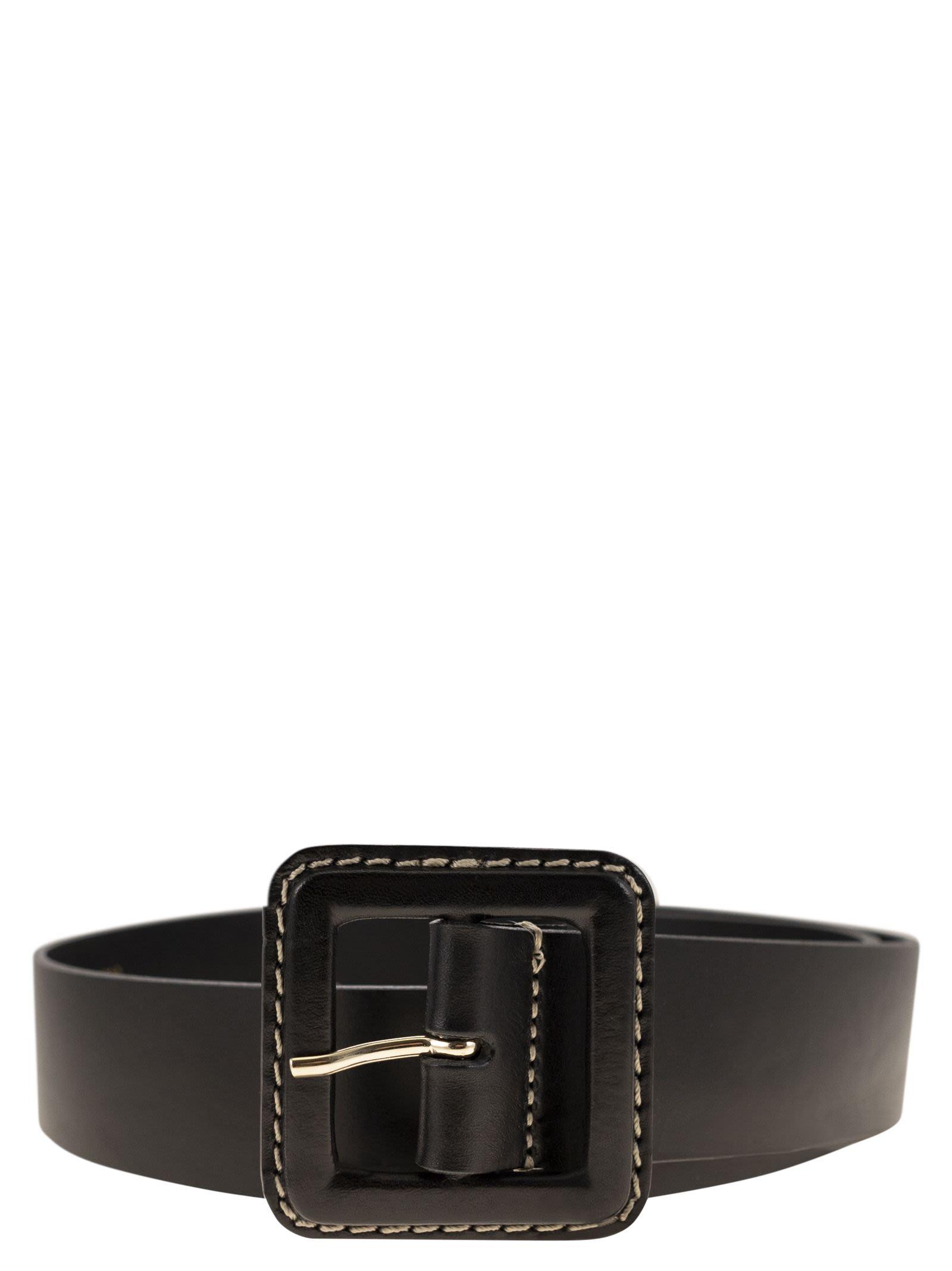 ベルト Weekend Max Mara GERARD - Leather belt with covered buckle Leather belt with covered buckle, dark bown | Weekend Max Mara