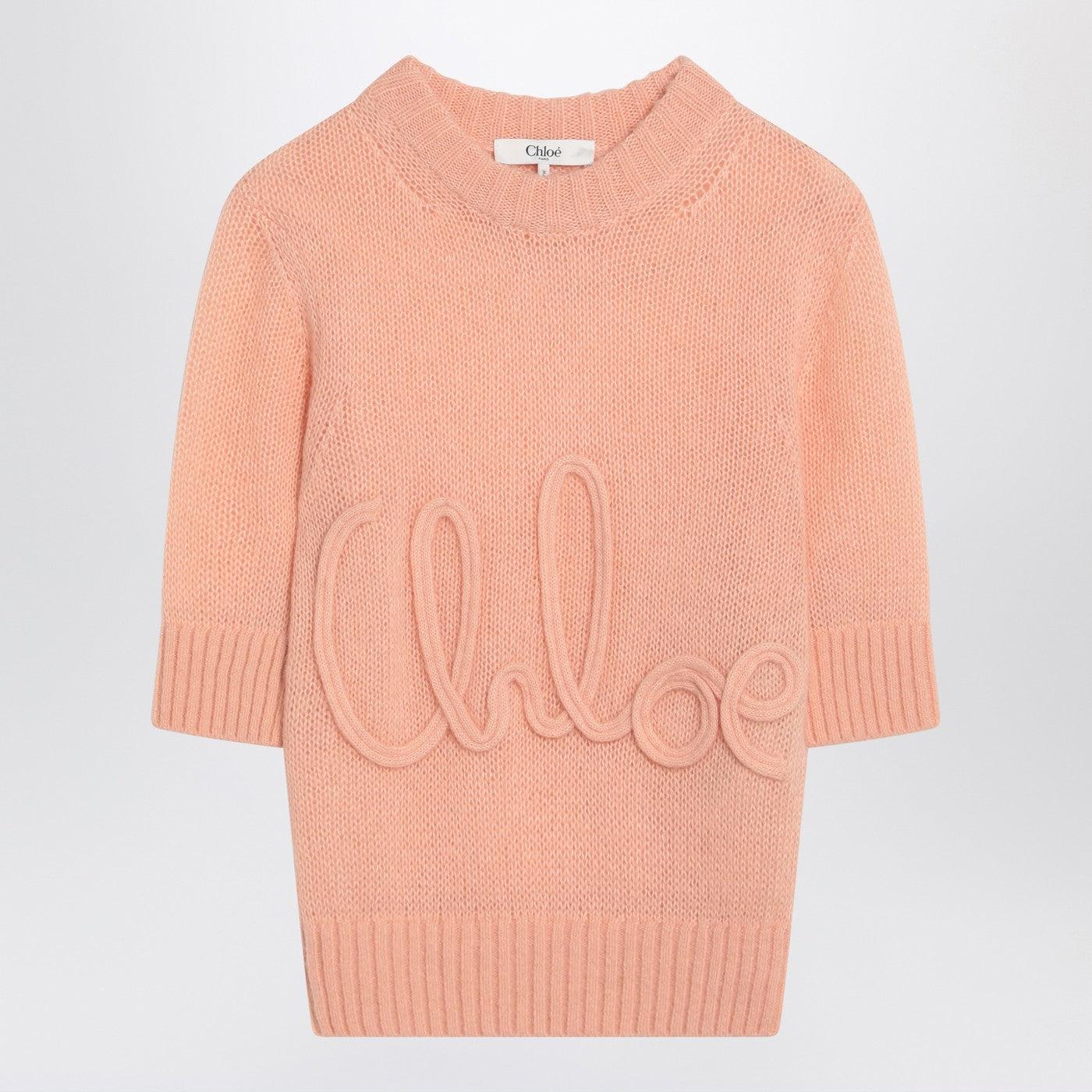 Tシャツ・カットソー CHLOE PEACH-COLORED TOP WITH LOGO EMBROIDERY Chloé Peach-colored Top With Logo Embroidery in Brown | Lyst