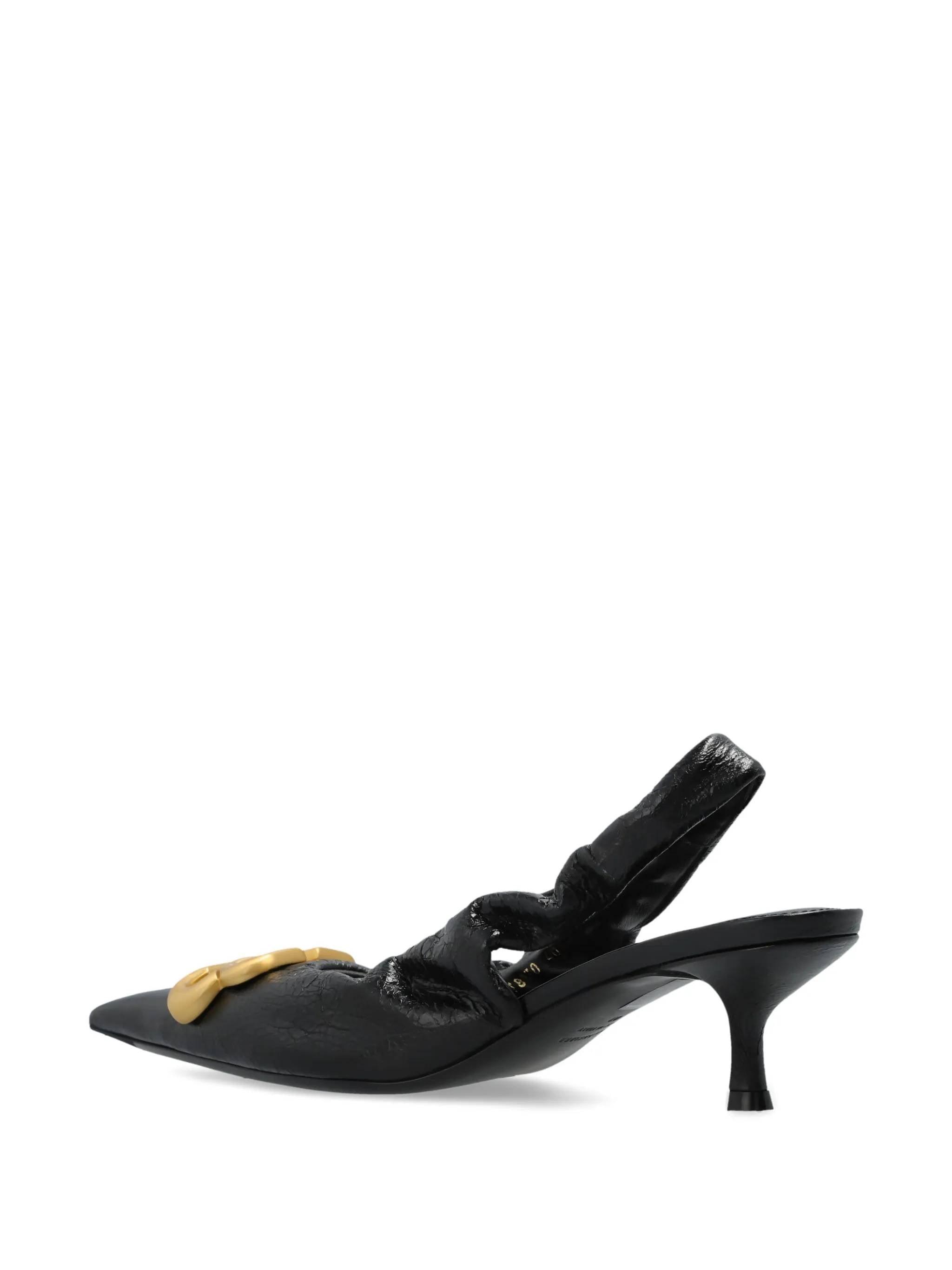 【BALENCIAGA】Monaco 50mm Slingback BALENCIAGA Monaco logo-embellished crinkled-leather