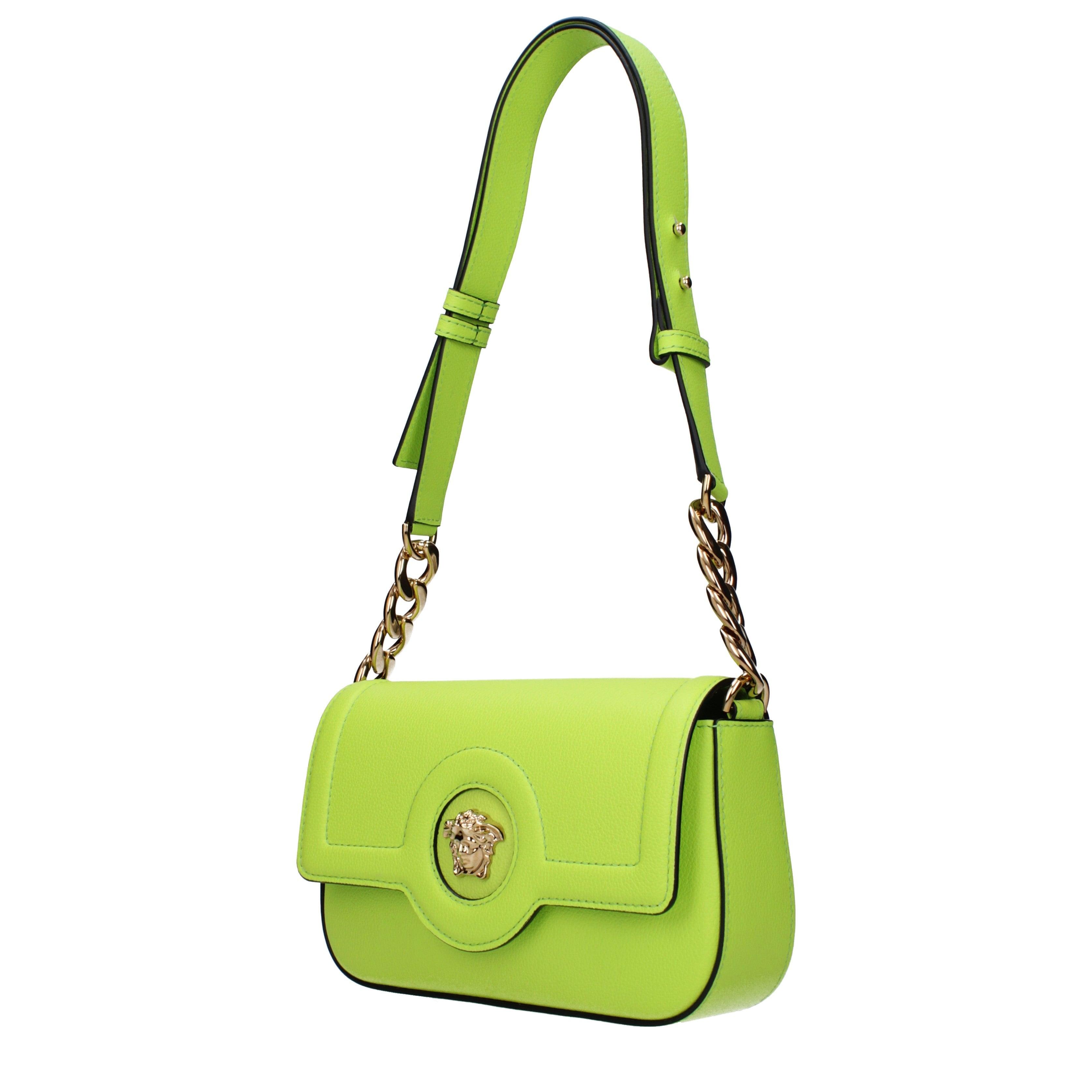ショルダーバッグ・ポシェット VERSACE Shoulder Bags Women Leather Green/Lime Versace Jeans Couture Faux Saffiano Leather Cross-Body Bag