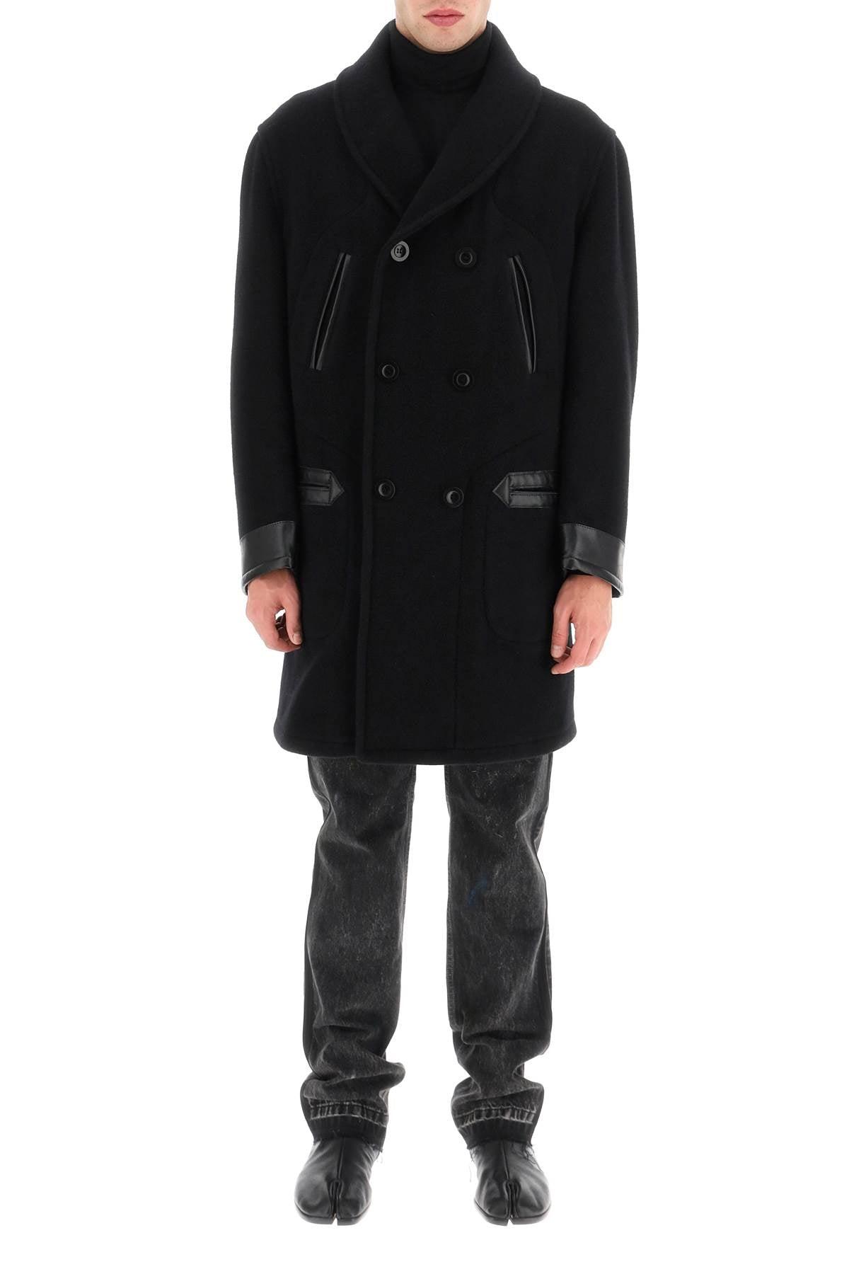 Maison Margiela Double-breasted Wool Coat in Black for Men | Lyst