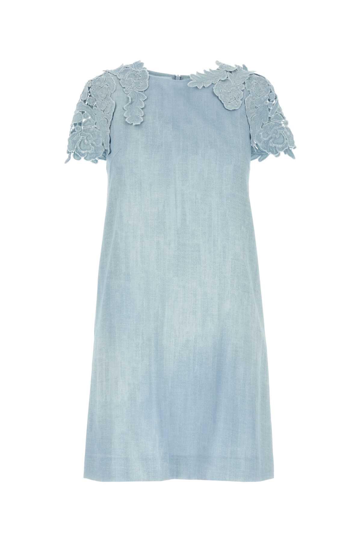 ワンピース ERMANNO SCERVINO Light blue viscose mini dress Ermanno Scervino Light Viscose Mini Dress in Blue | Lyst UK