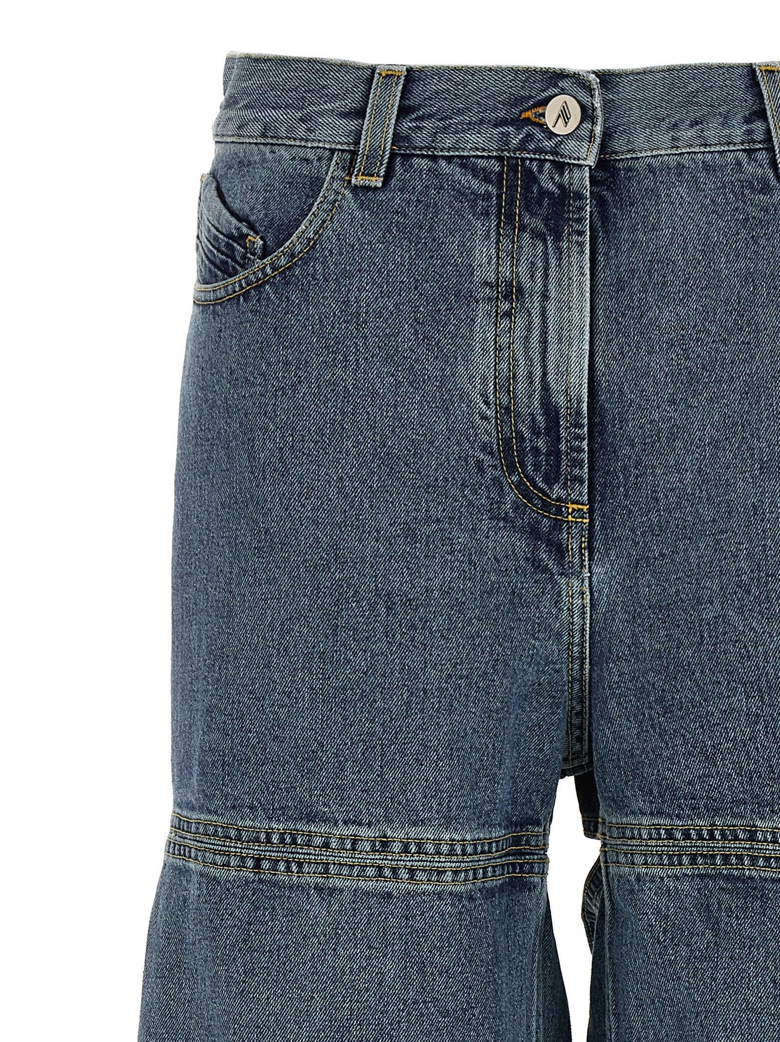 デニム・ジーパン The Attico Baggy Leg Cotton Denim Jeans The Attico double-waistband Baggy Jeans | Blue | FARFETCH