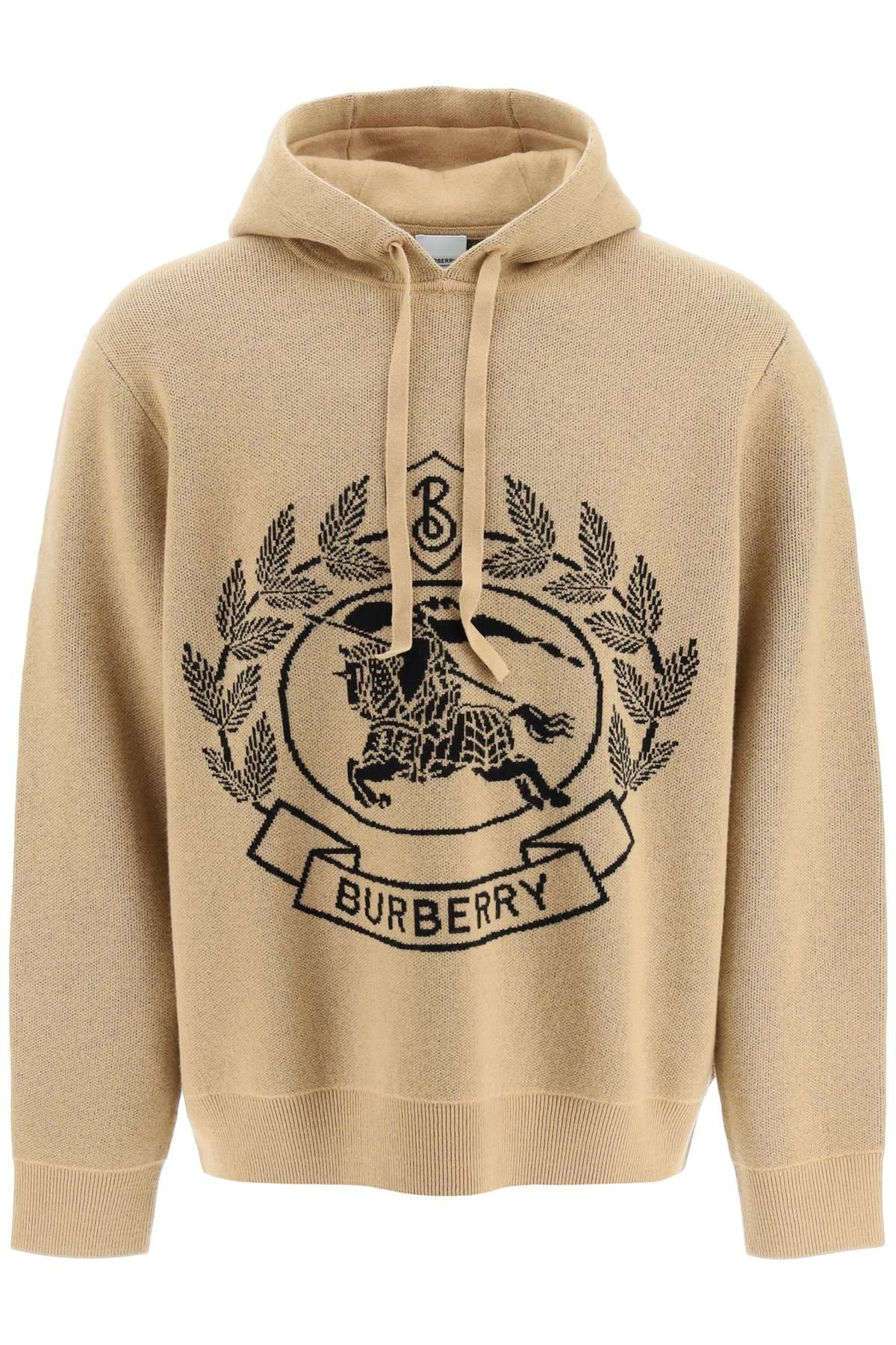Burberry Equestrian Knight Jacquard Knit Hoodie in Natural for Men | Lyst