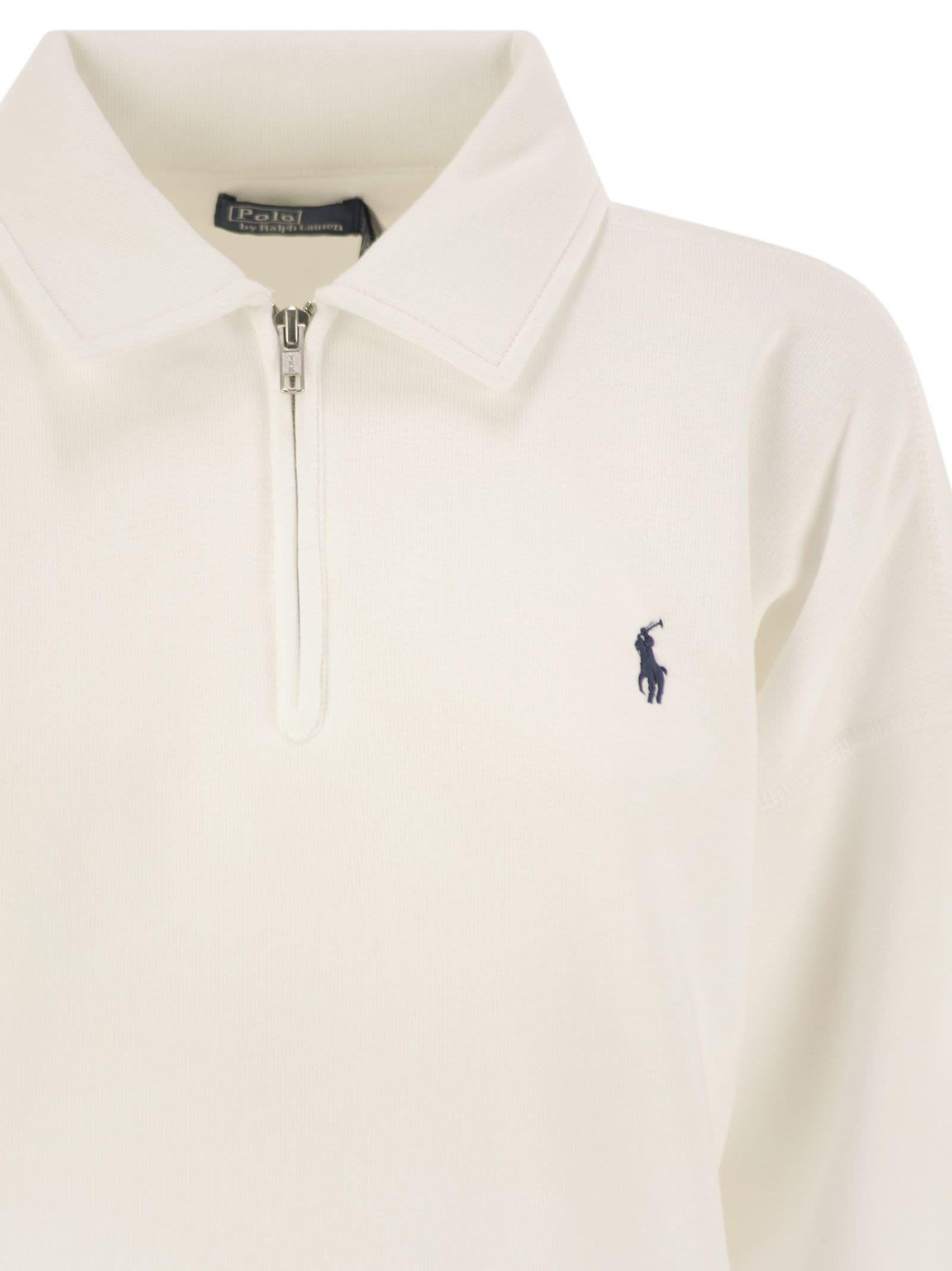 Polo Ralph Lauren Quarter Zip Pullover in White | Lyst