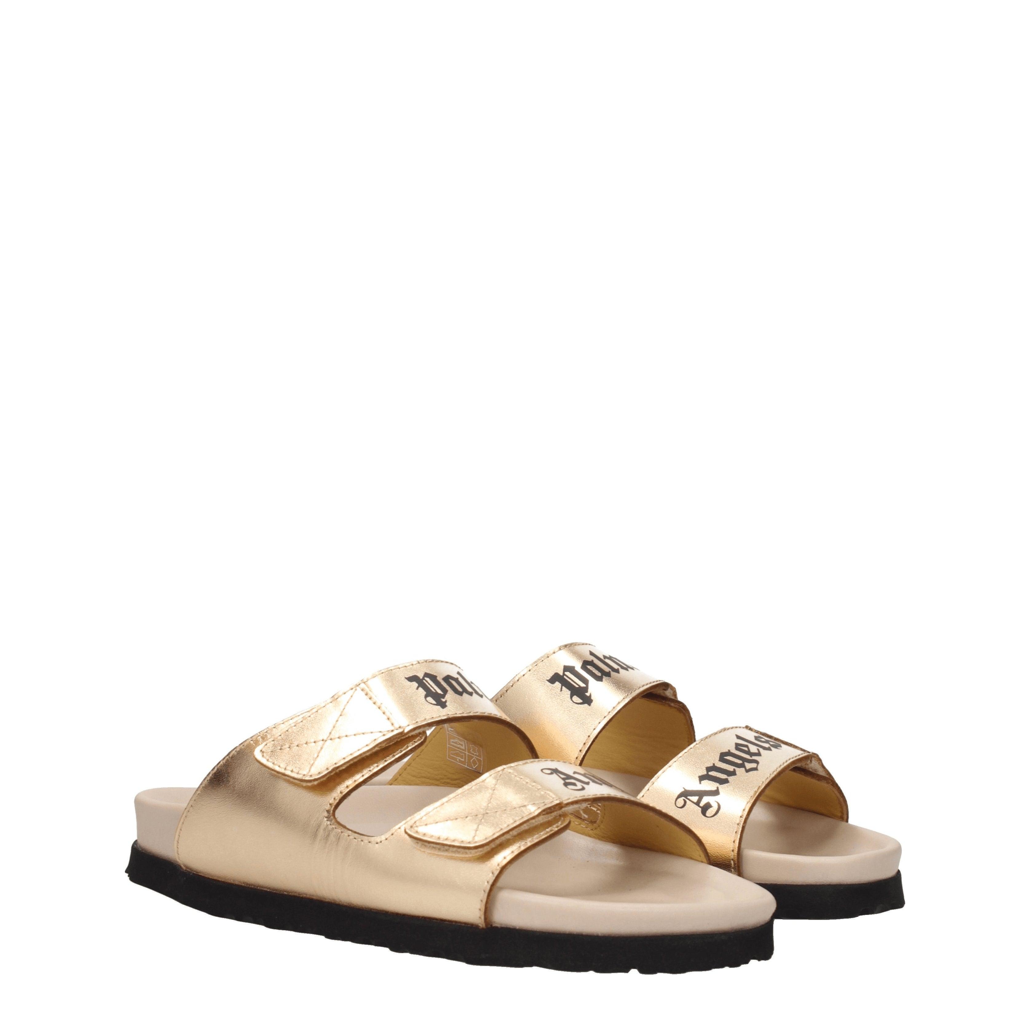 サンダル・ミュール PALM ANGELS Ivory Leather Slippers Sandals - Palm Angels - Black/White - Leather