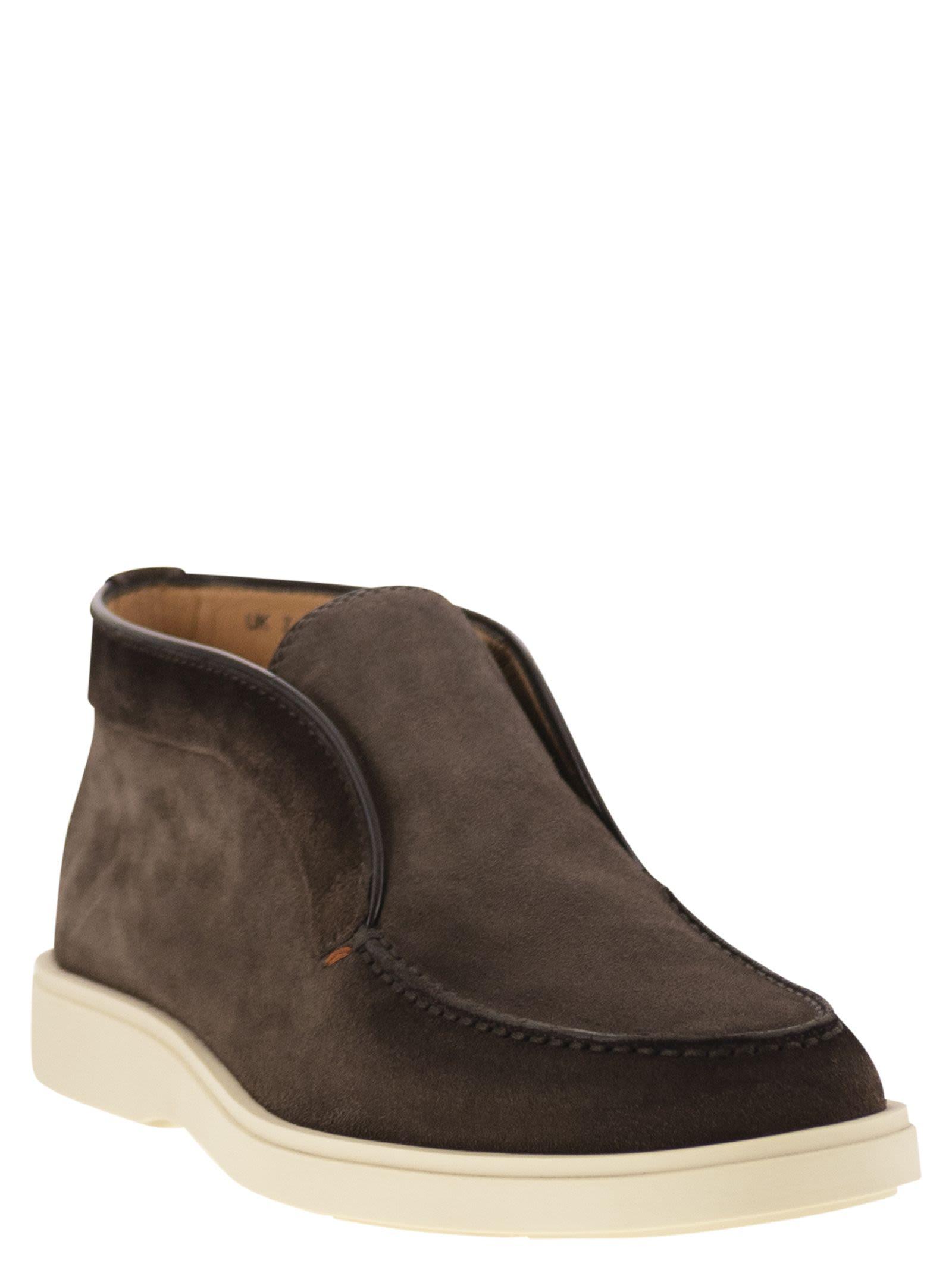 ショートブーツ・ブーティ Santoni DESERT ANKLE BOOTS GREGORY】スエード キルティング ショートブーツ（シューズ