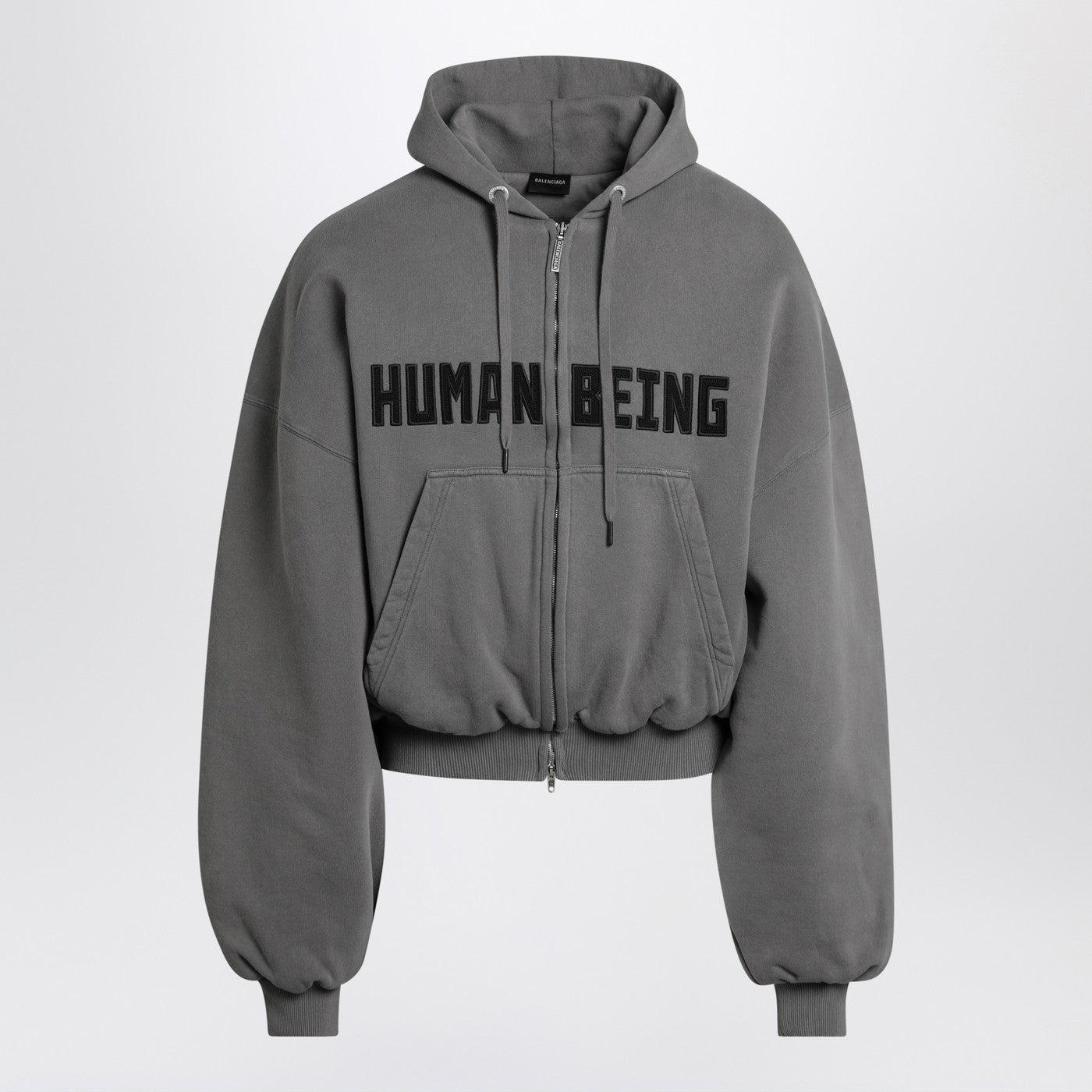 Balenciaga Dark Human Being Zip Hoodie in Gray for Men | Lyst