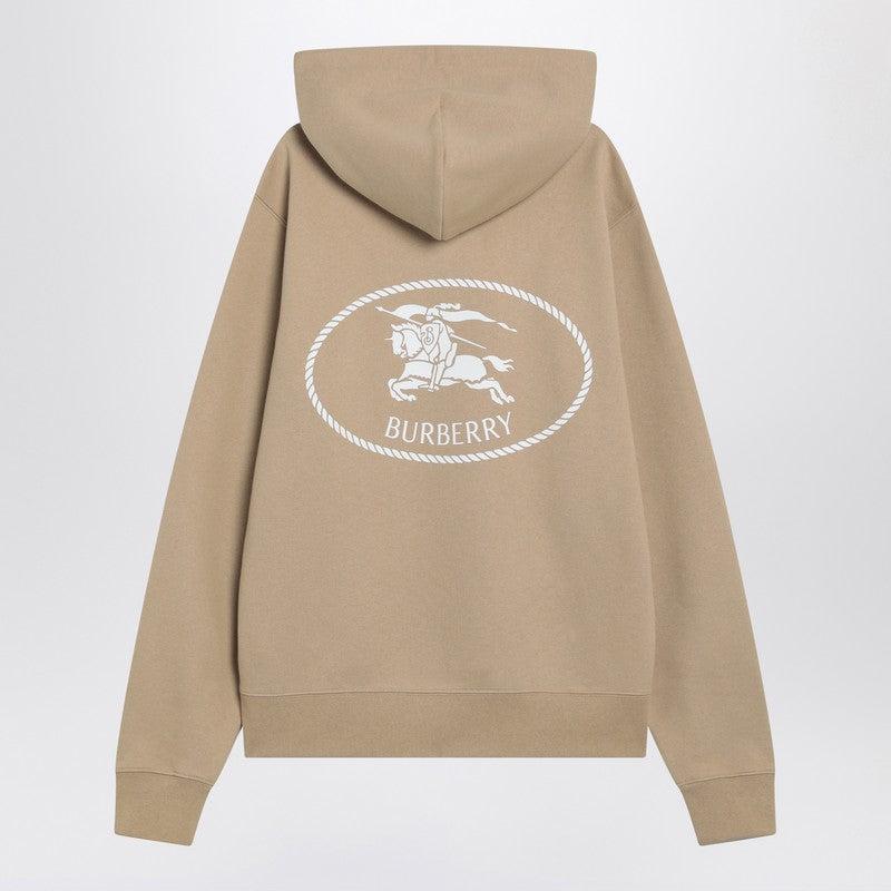 パーカー・フーディ BURBERRY KNIGHT STAMP BEIGE HOODIE Knight Stamp Cotton Hoodie in Flax beige - Men | Burberry